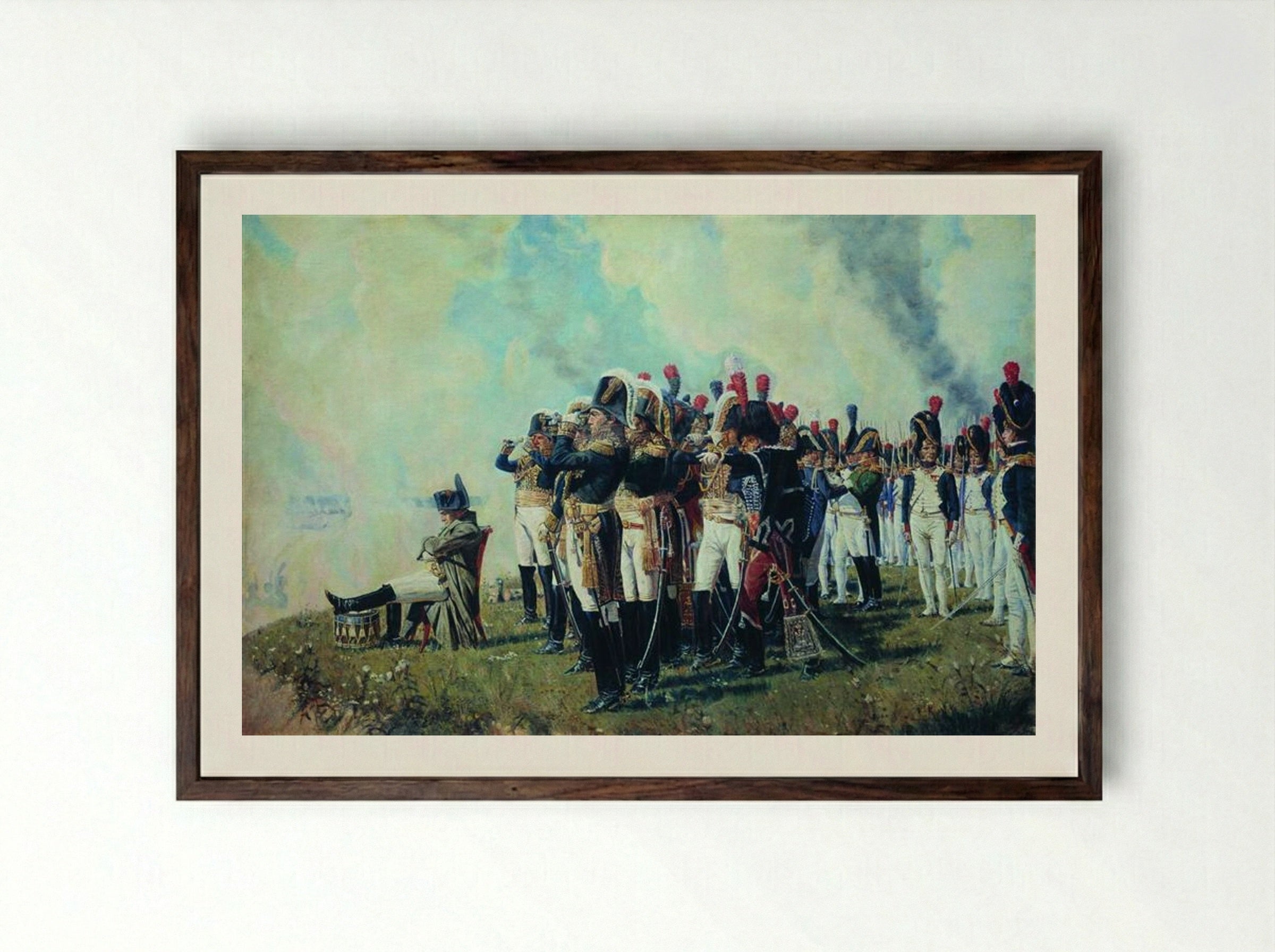 Napoleon near Borodino - Vasily Vereshchagin - Framed Print Dark Wood