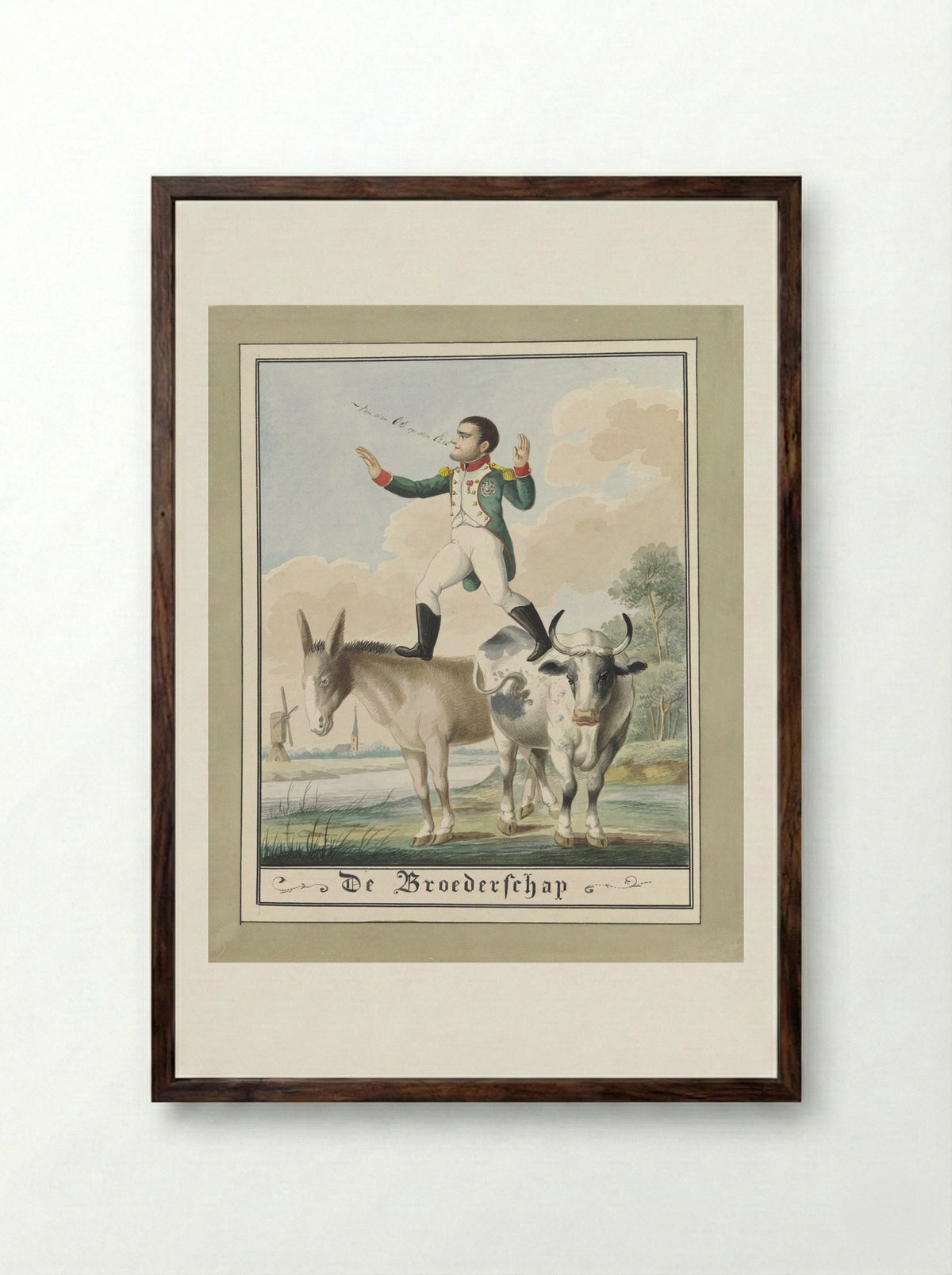 Napoleon stapt van de os op de ezel - Wijnand Esser - Framed Print Dark Wood