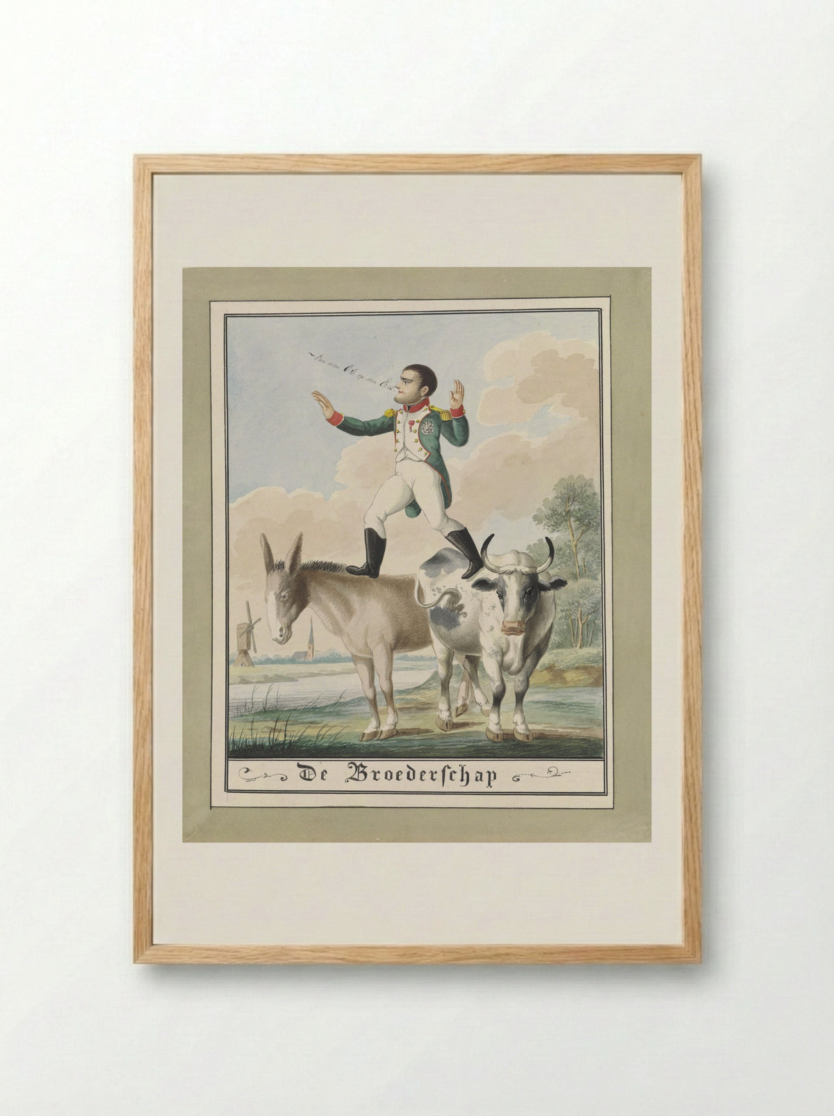 Napoleon stapt van de os op de ezel - Wijnand Esser - Framed Print Wood