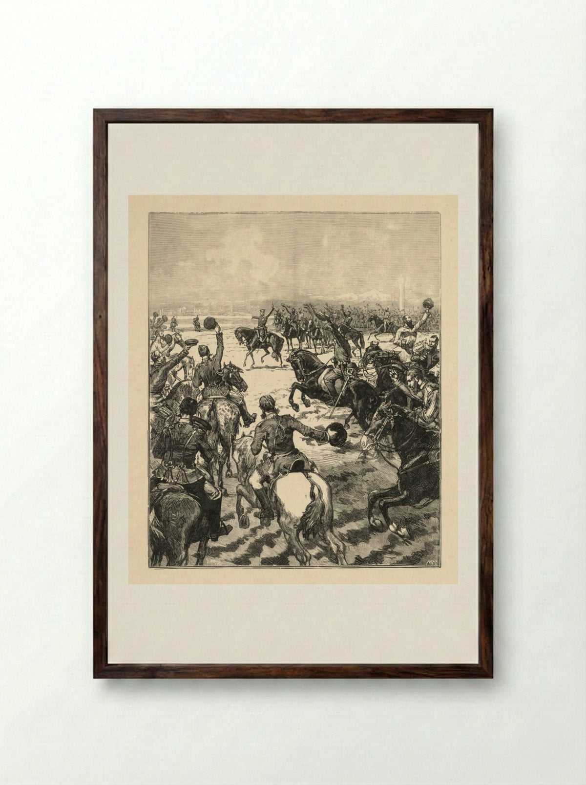 Napoleonic Battle Scene - Daniel Urrabieta Vierge - Framed Print Dark Wood
