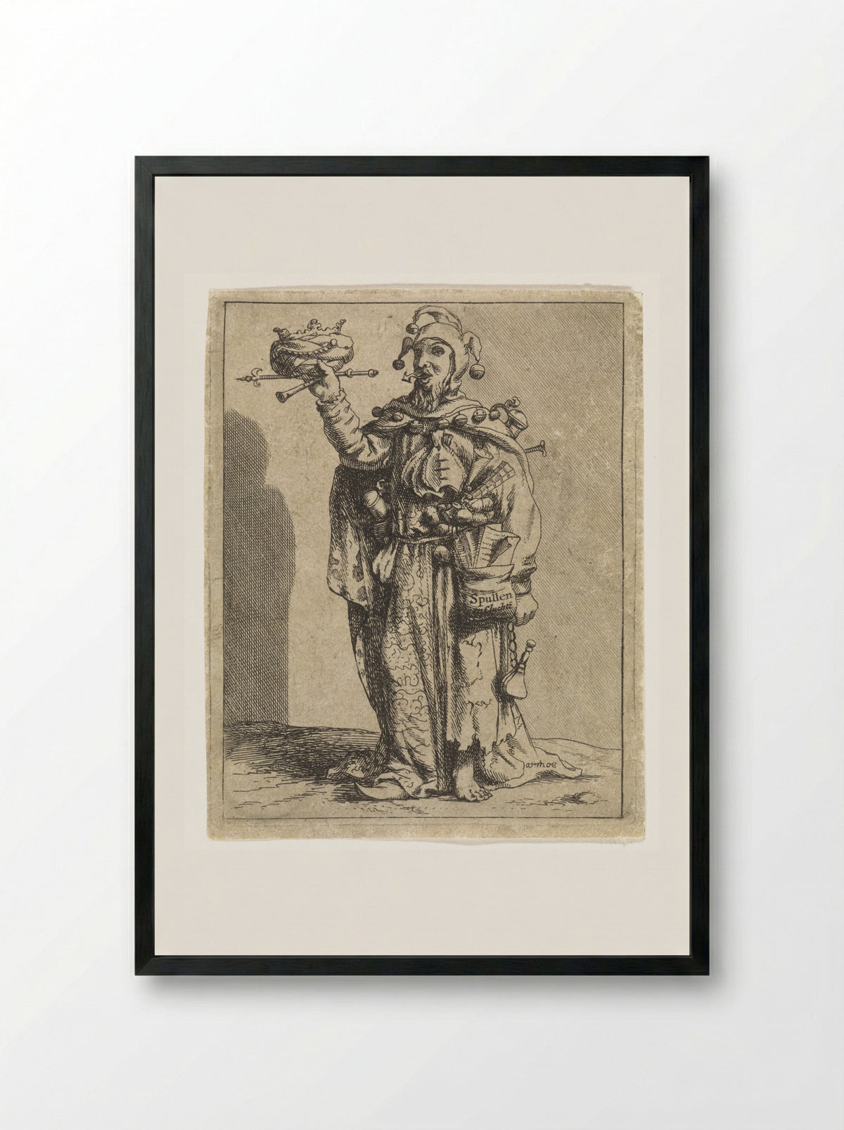 Nar met kroon en fluit - Hendrik Pola - Framed Print Black