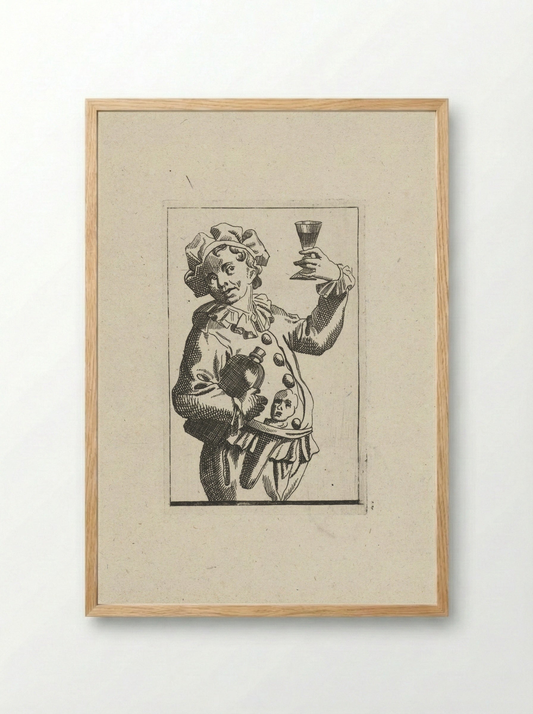 Nar met wijnkruik en drinkglas - Frans Decker - Framed Print Wood