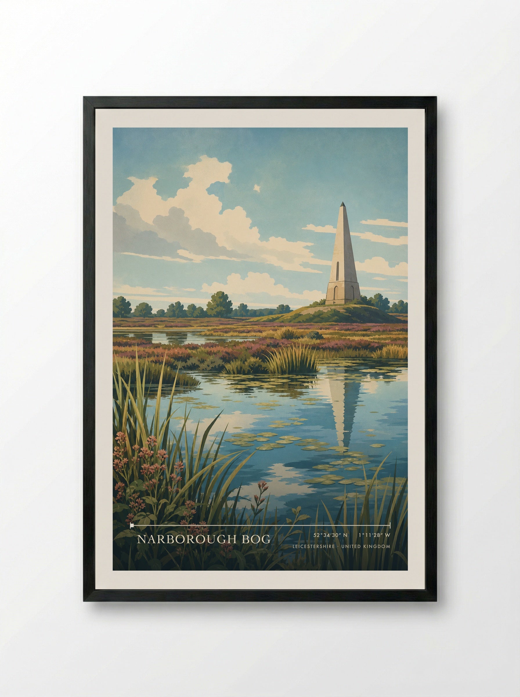 Narborough Bog Leicestershire United Kingdom Travel Poster - Framed Print Black