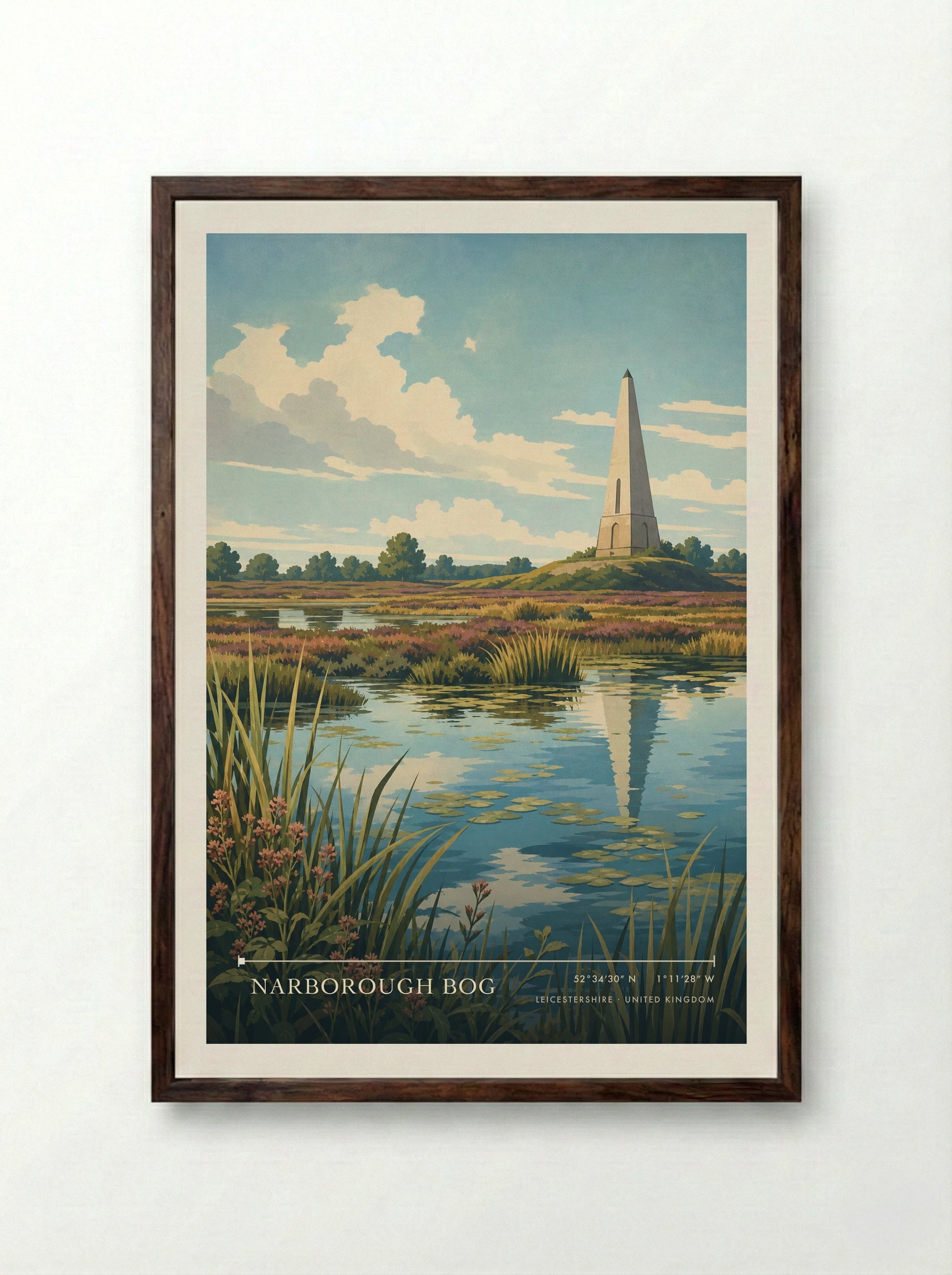 Narborough Bog Leicestershire United Kingdom Travel Poster - Framed Print Dark Wood