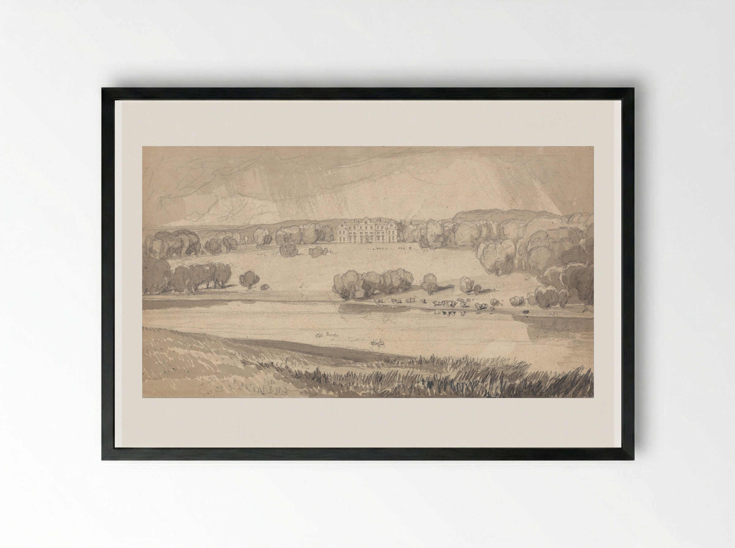 Narborough Hall, Norfolk - John Sell Cotman - Framed Print Black