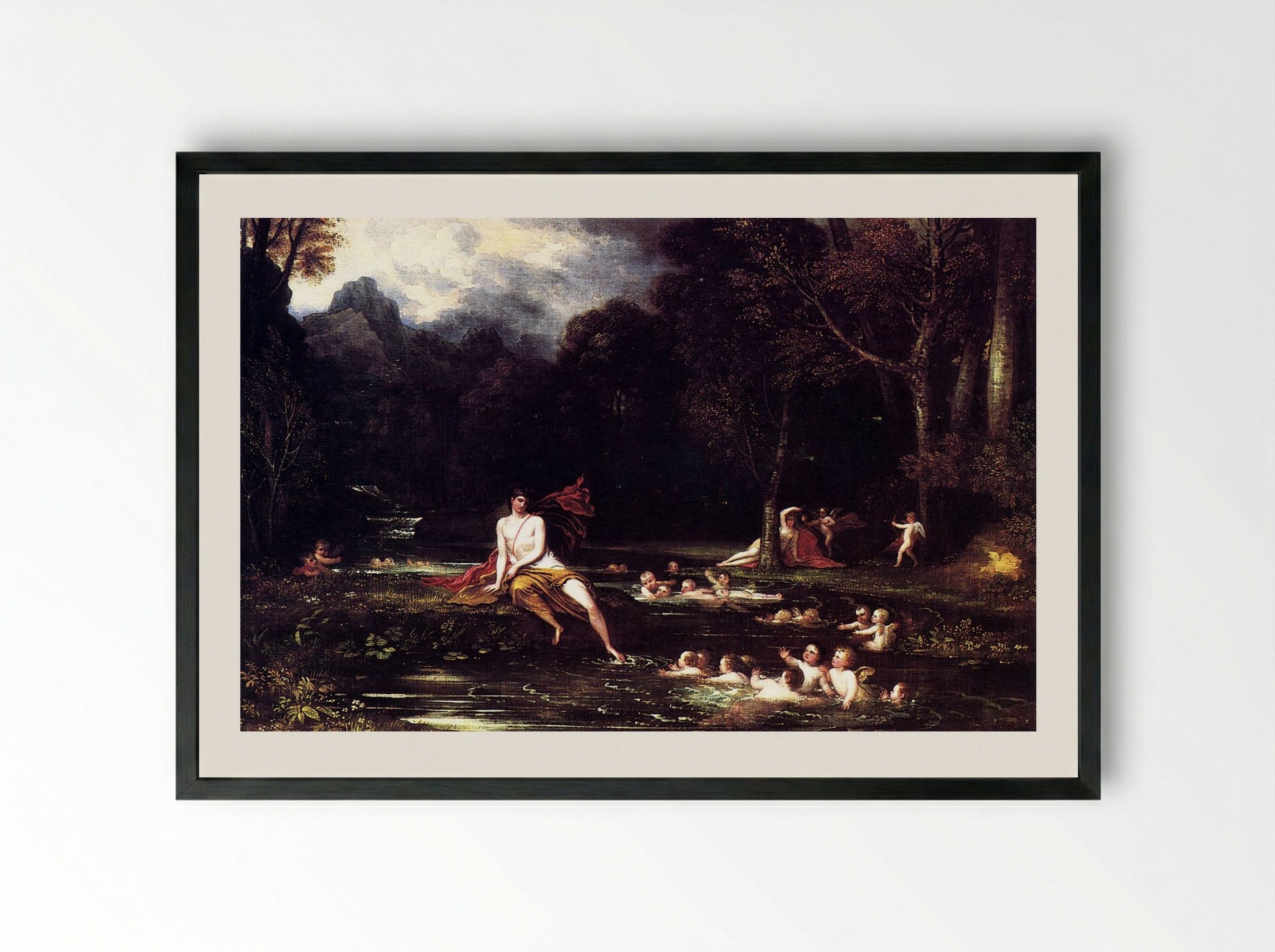 Narcissus and Echo - Benjamin West - Framed Print Black