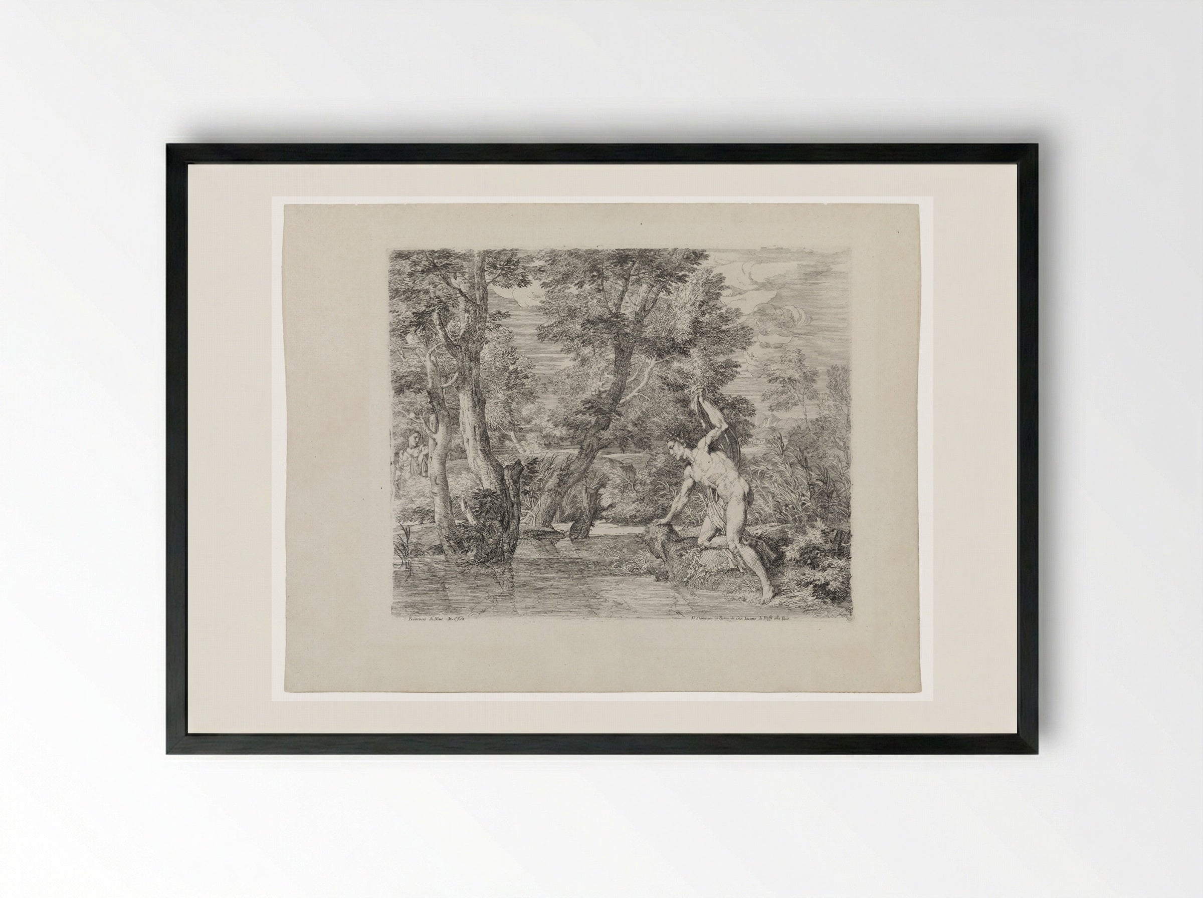 Narcissus and Echo - Frans de Neve - Framed Print Black