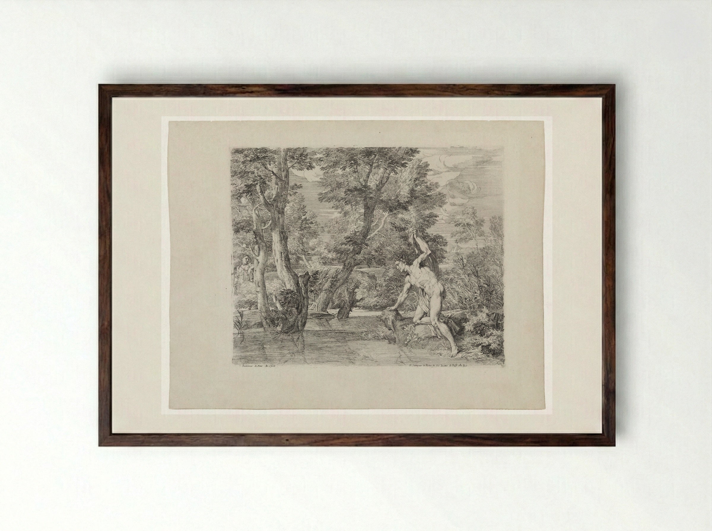 Narcissus and Echo - Frans de Neve - Framed Print Dark Wood