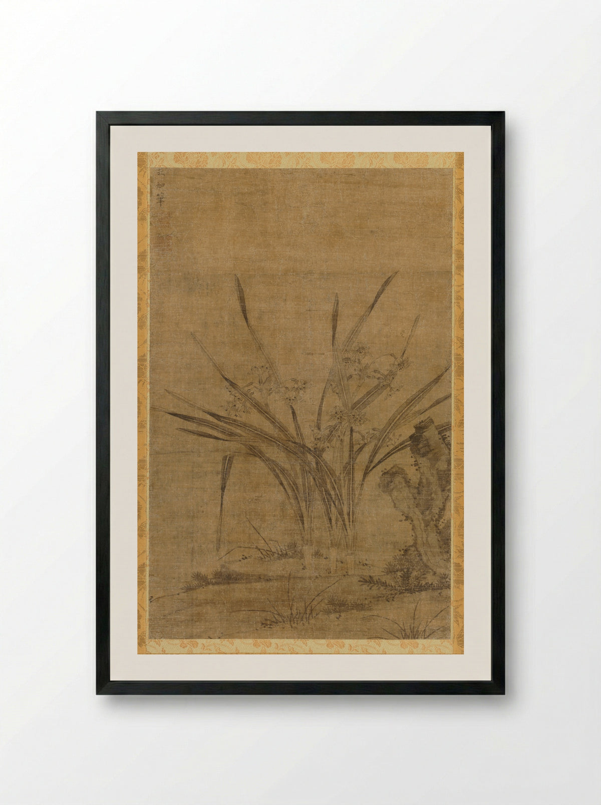 Narcissus and Rocks - Lu Tianru - Framed Print Black