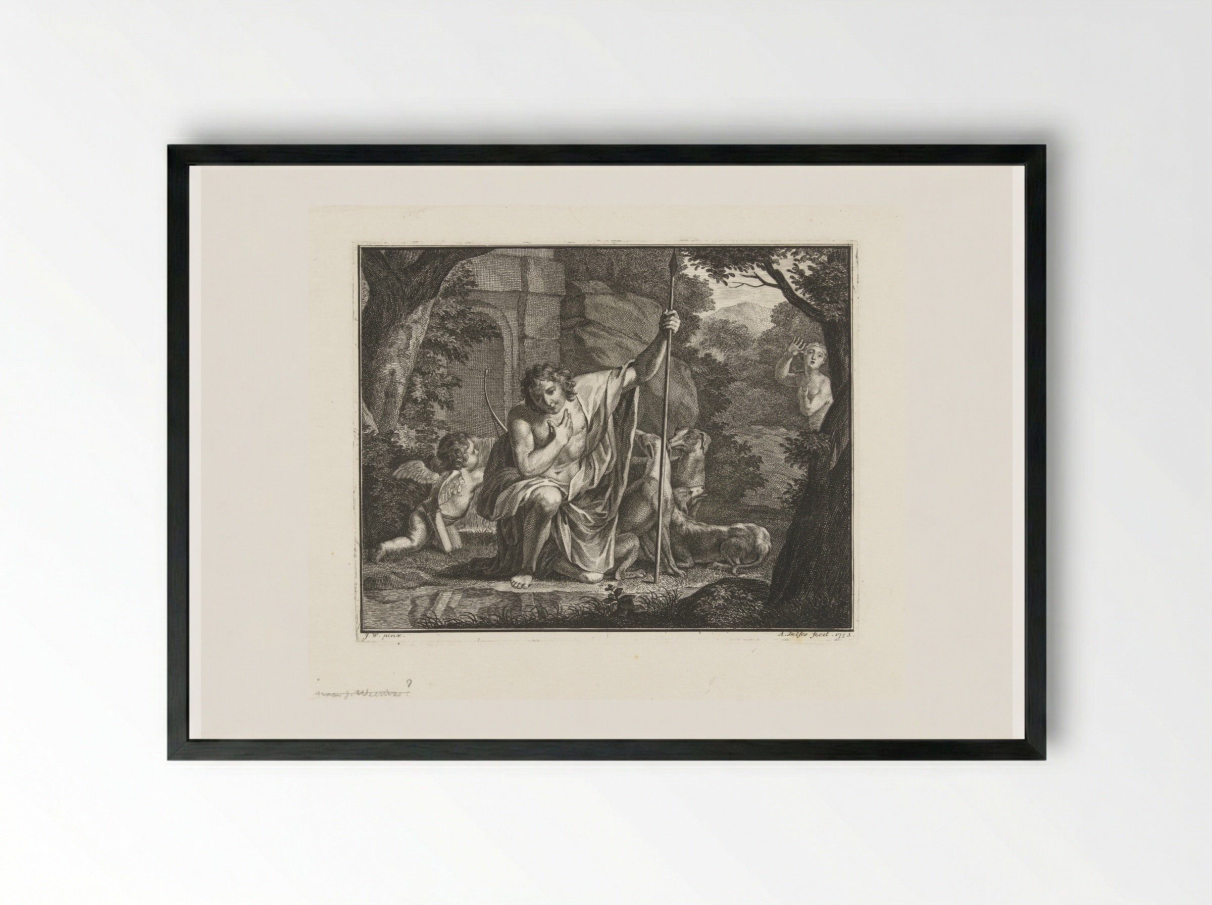 Narcissus at the Spring - Abraham Delfos - Framed Print Black