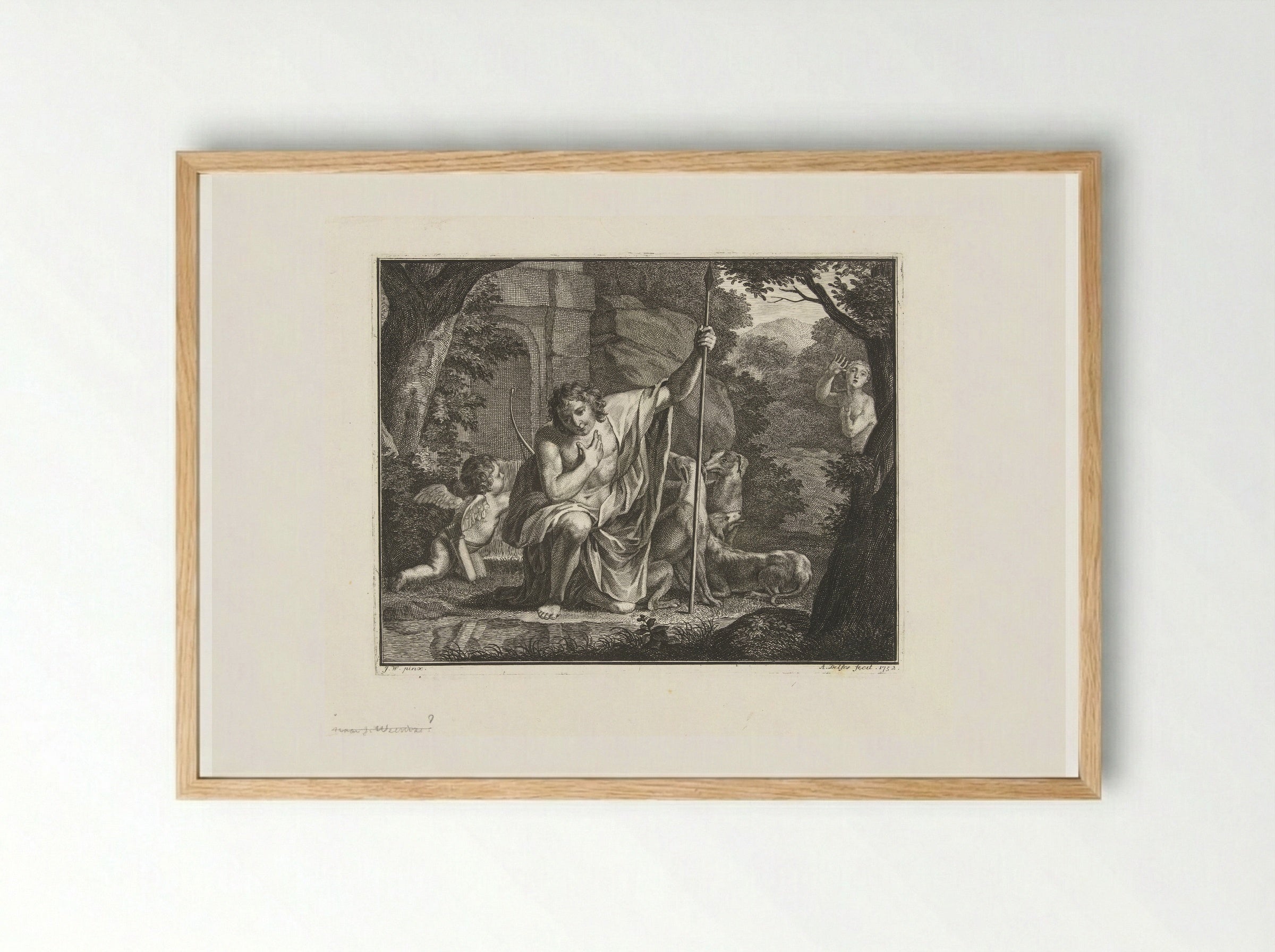 Narcissus at the Spring - Abraham Delfos - Framed Print Wood