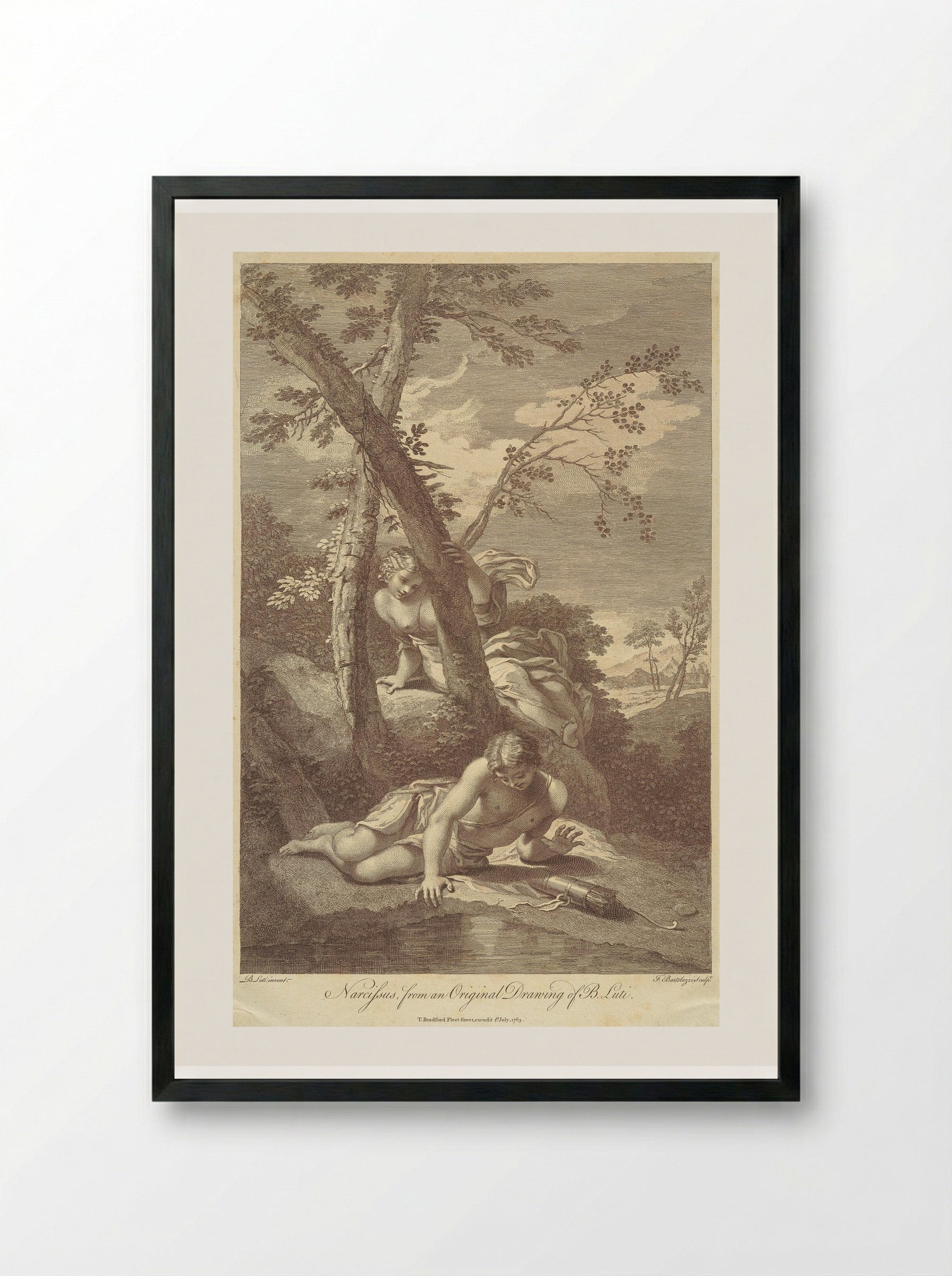 Narcissus - Francesco Bartolozzi - Framed Print Black