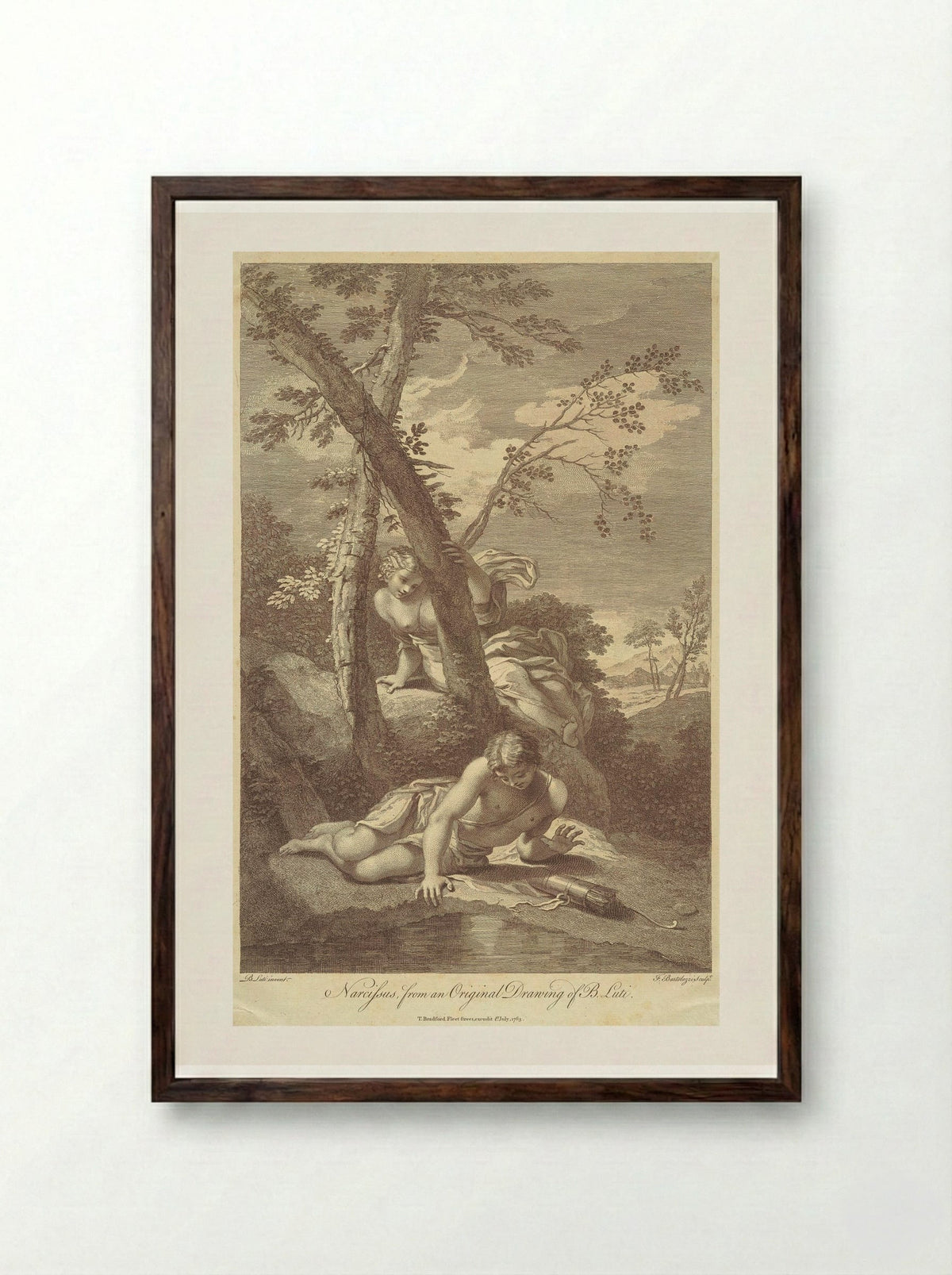 Narcissus - Francesco Bartolozzi - Framed Print Dark Wood