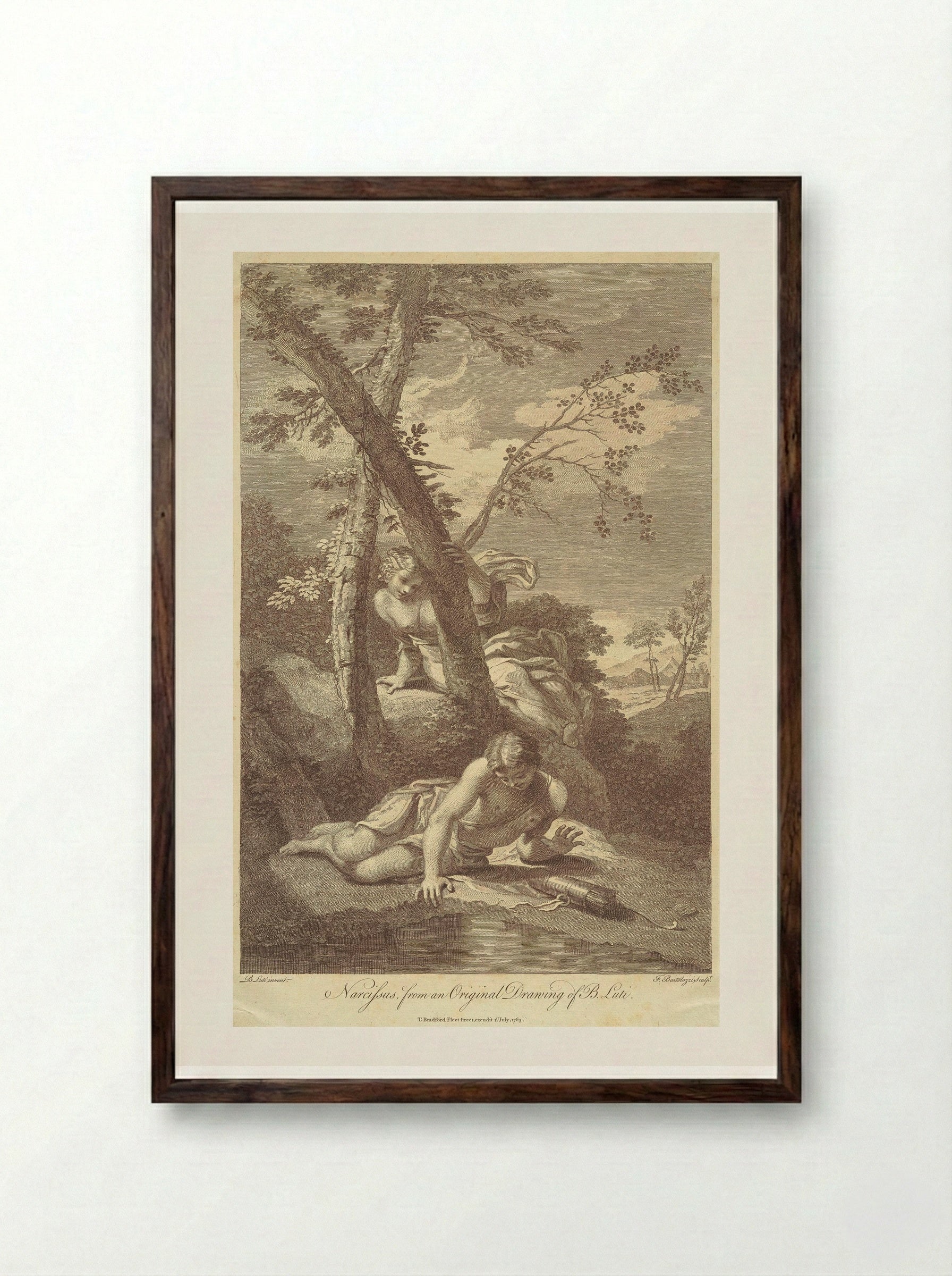 Narcissus - Francesco Bartolozzi - Framed Print Dark Wood
