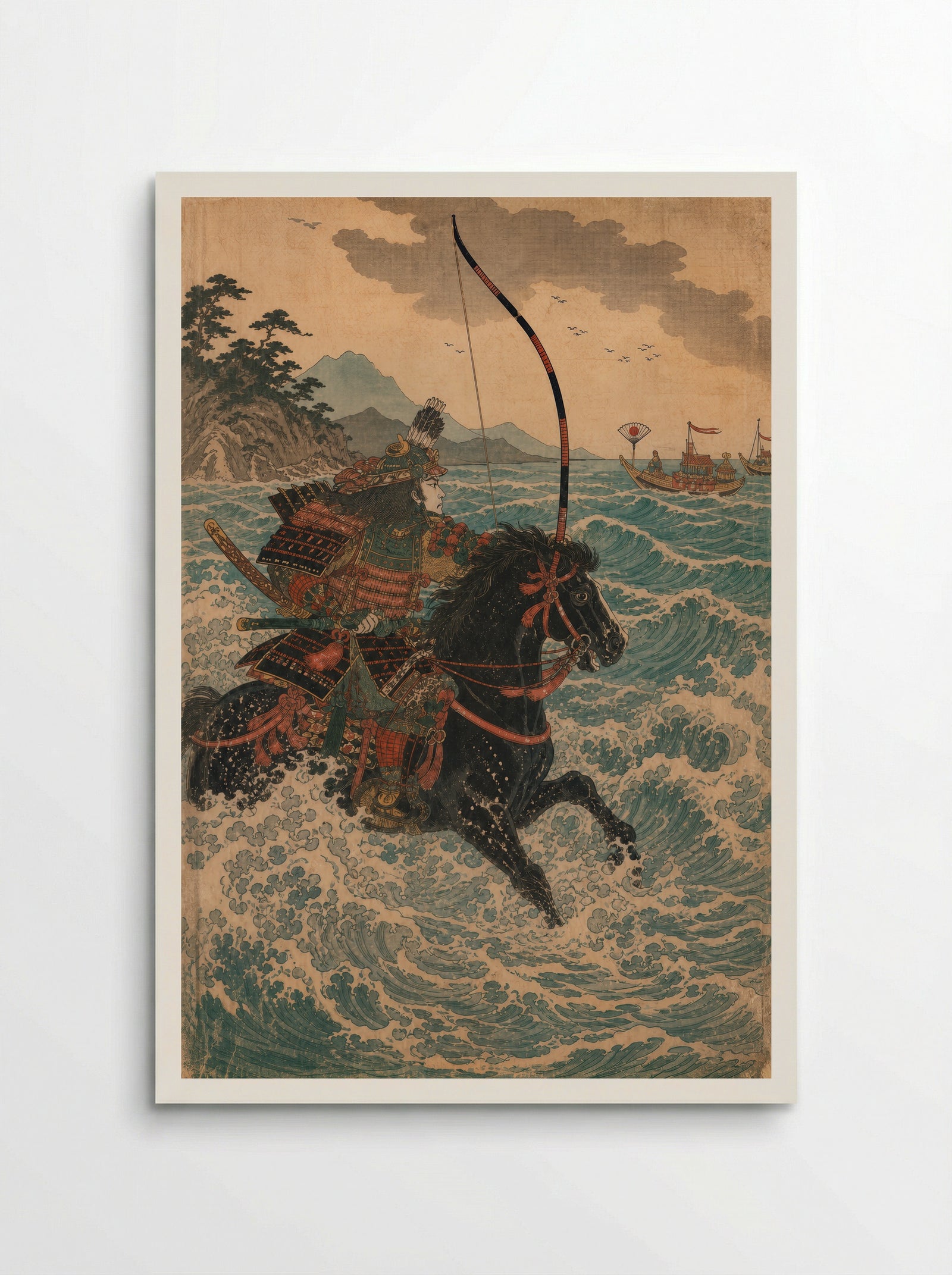 Nasu no Yoichi at Yashima: Riding Into the Surf