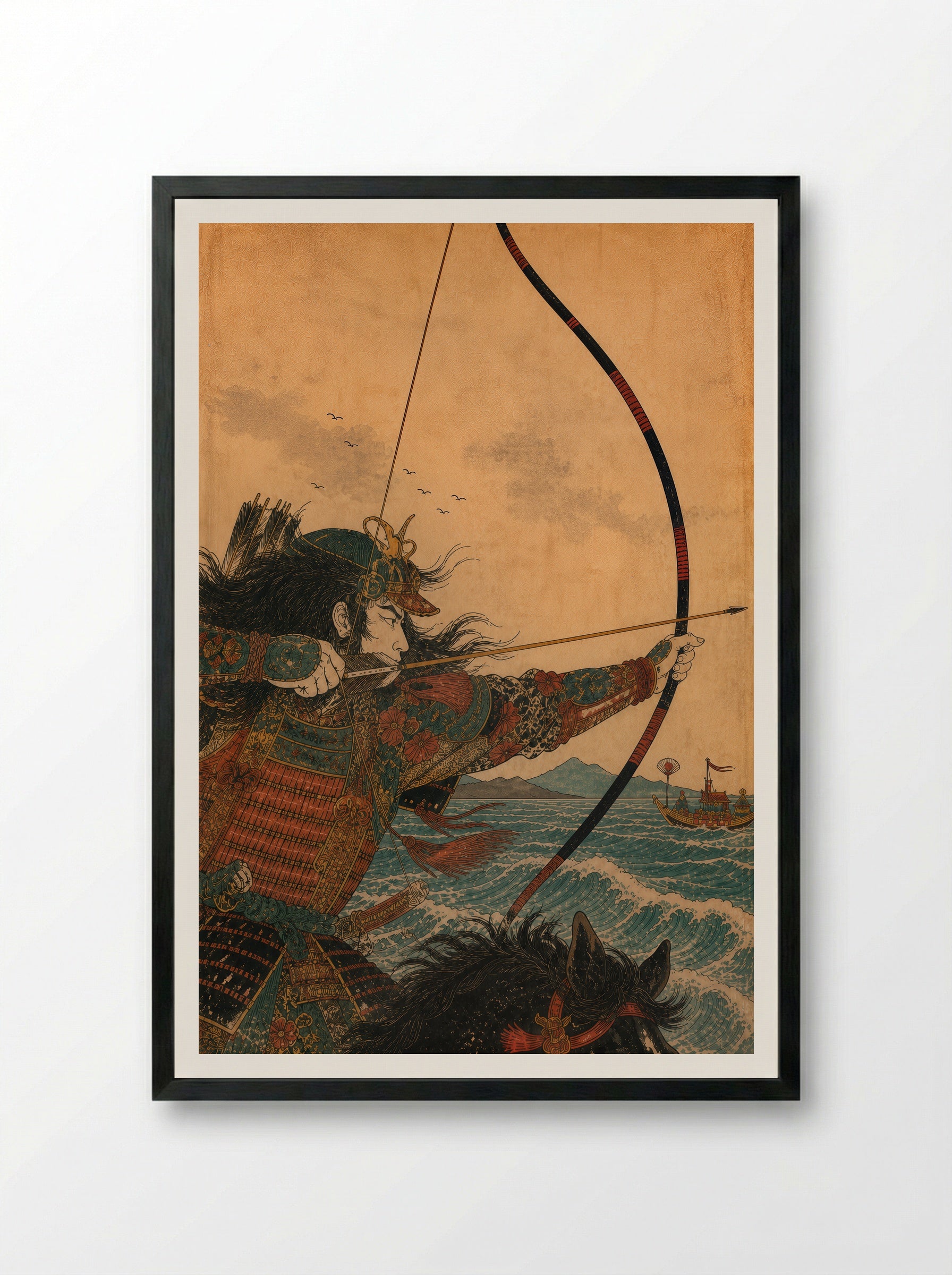 Nasu no Yoichi at Yashima: The Draw - Framed Print Black