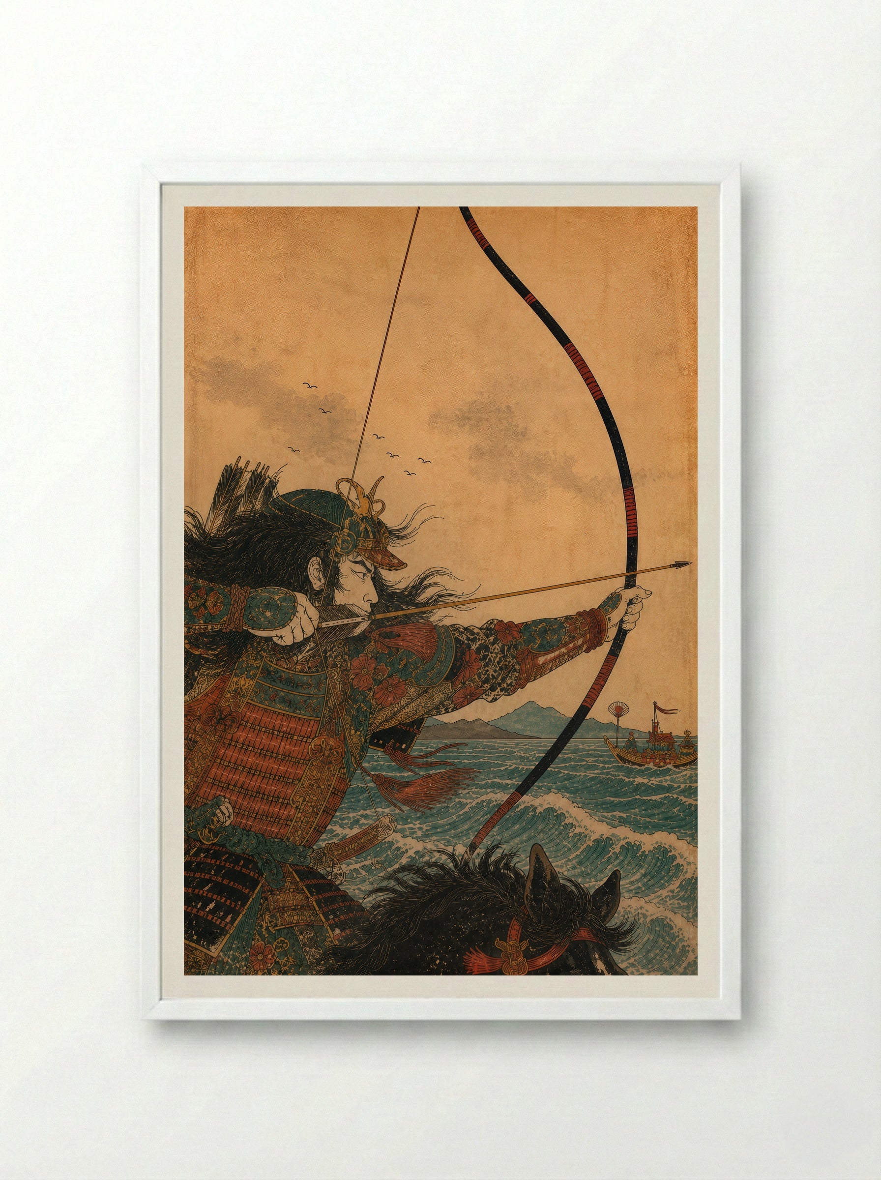 Nasu no Yoichi at Yashima: The Draw - Framed Print White