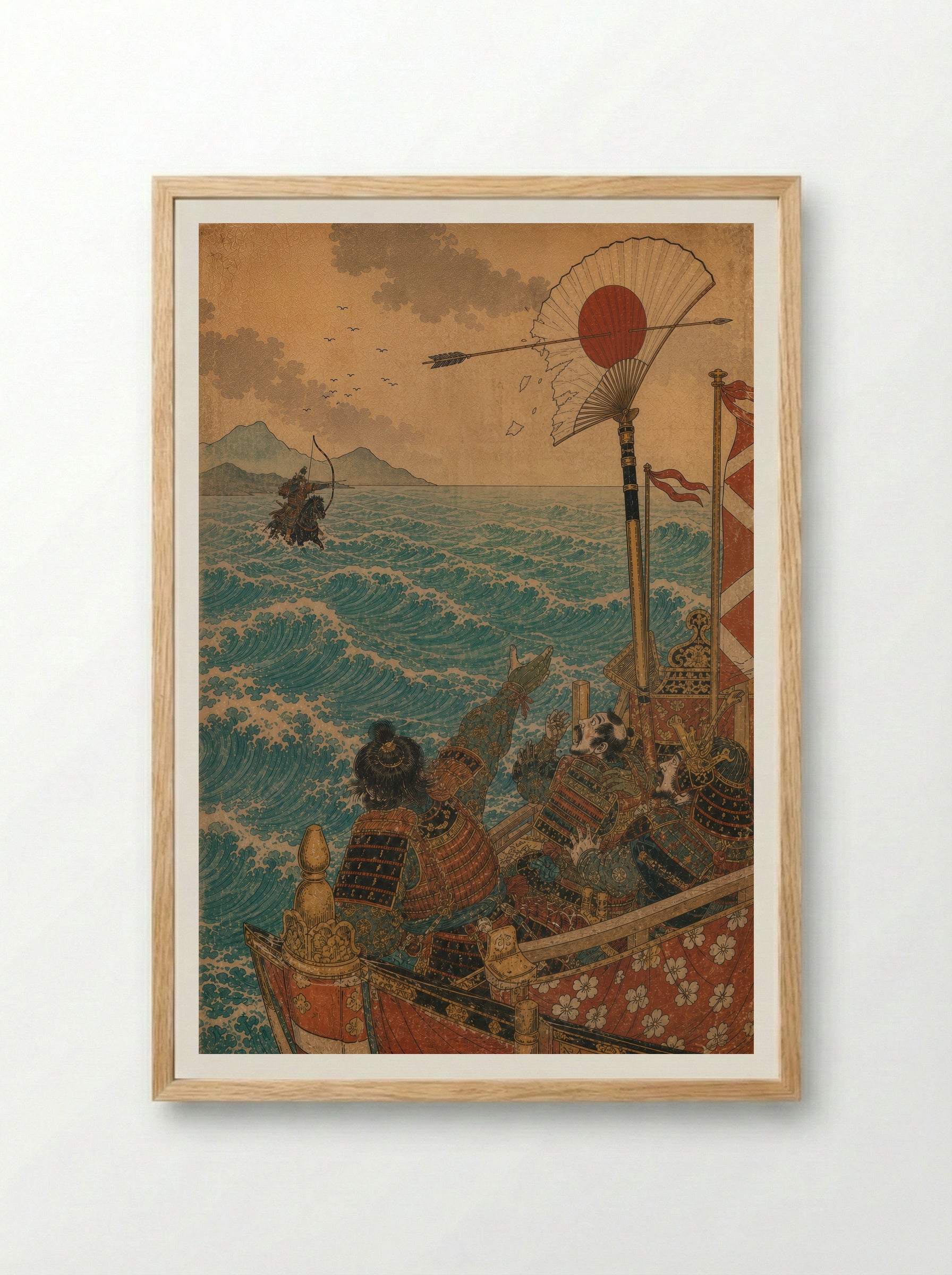 Nasu no Yoichi at Yashima: The Fan Is Struck - Framed Print Wood