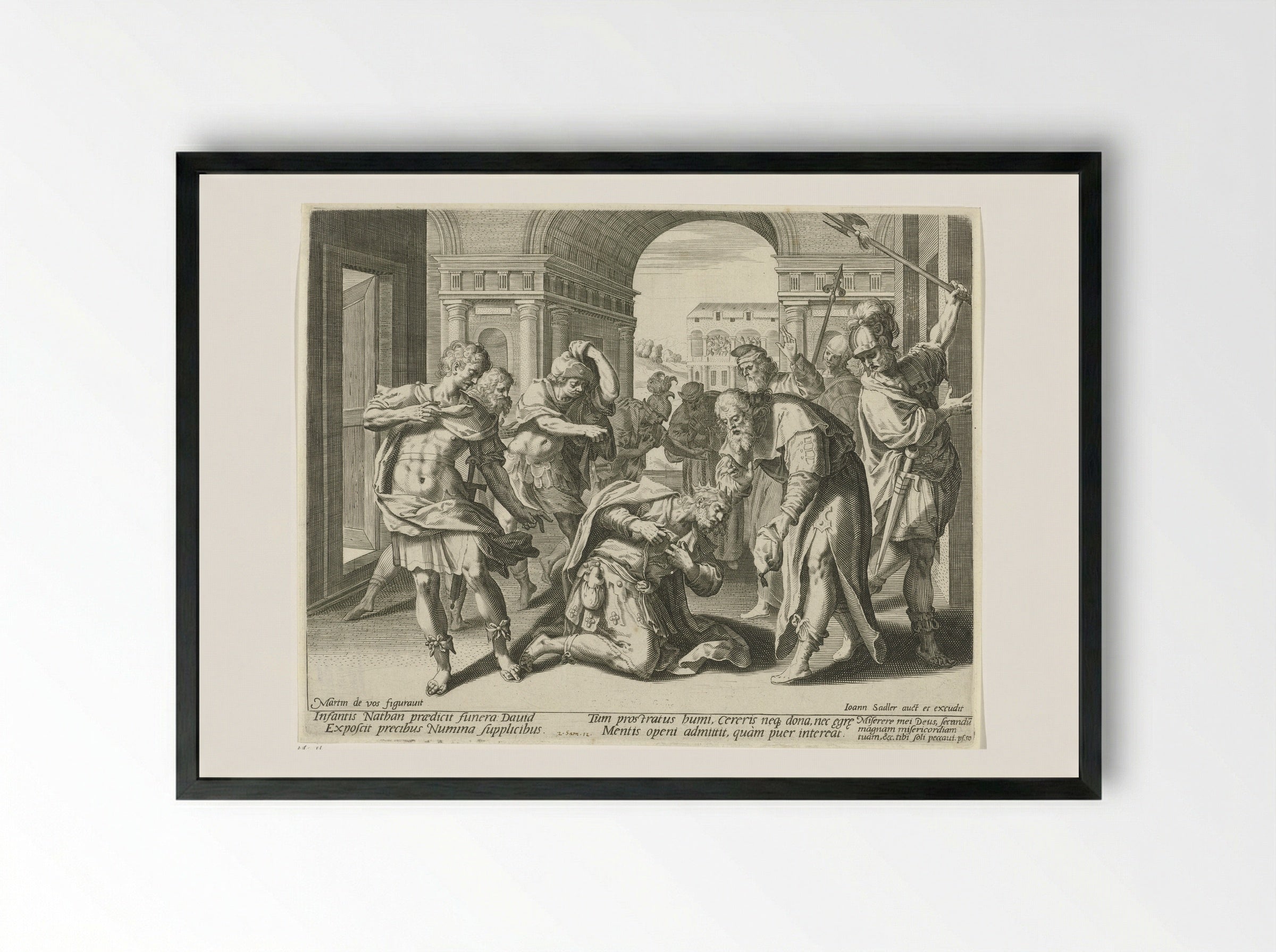 Nathan Predicts the Death of David's Son - Aegidius Sadeler (II) - Framed Print Black