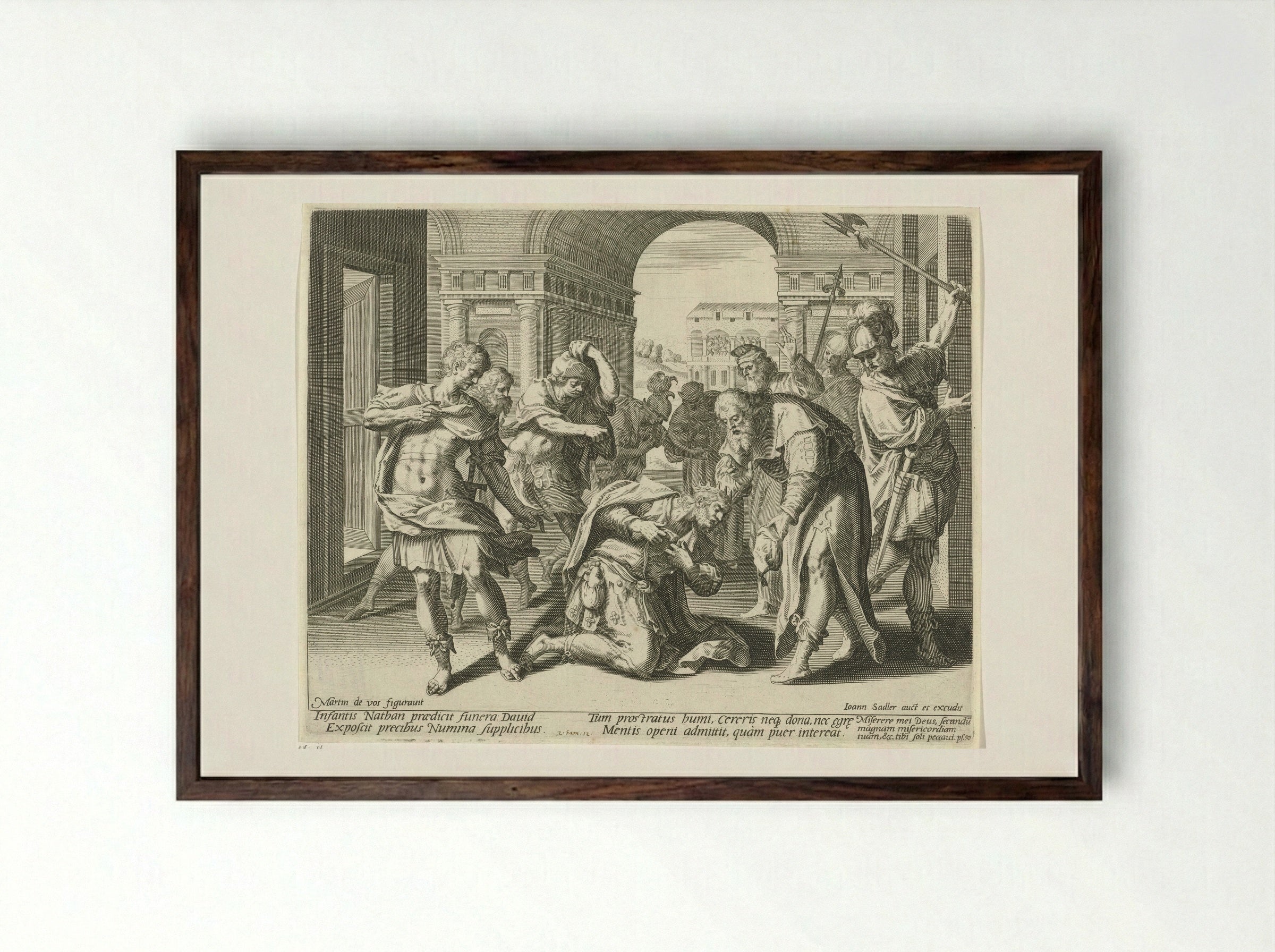 Nathan Predicts the Death of David's Son - Aegidius Sadeler (II) - Framed Print Dark Wood