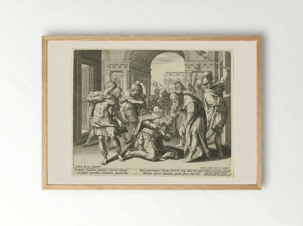 Nathan Predicts the Death of David's Son - Aegidius Sadeler (II) - Framed Print Wood
