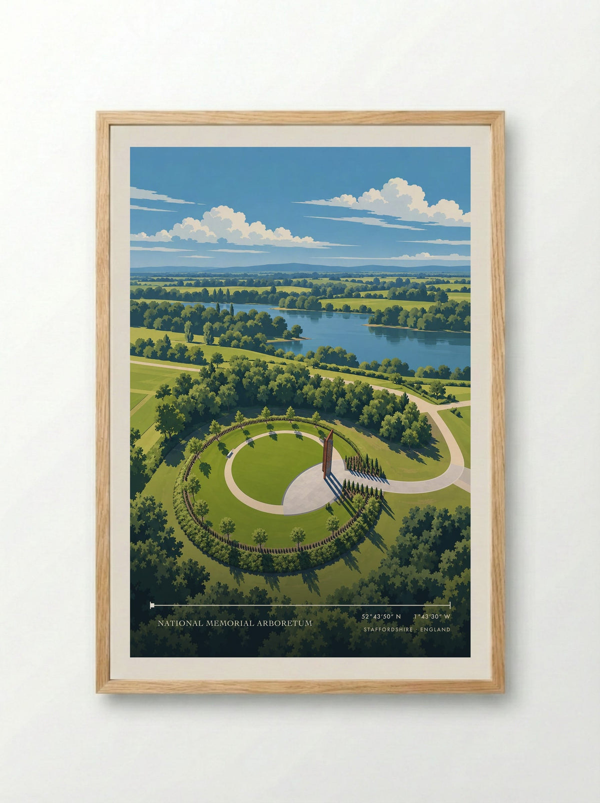 National Memorial Arboretum, Staffordshire | Travel Poster - Framed Print Wood