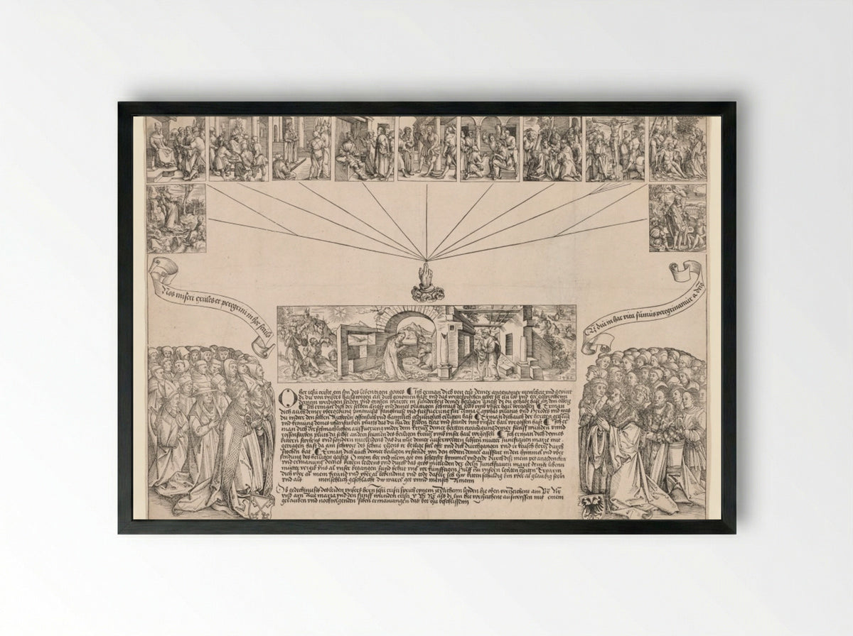 Nativity and Passion of Christ - Wolf Traut - Framed Print Black