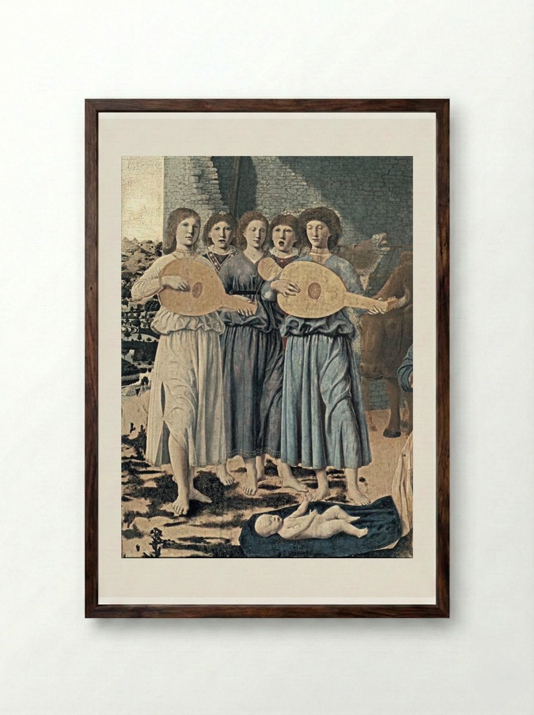 Nativity (detail) - Piero della Francesca - Framed Print Dark Wood