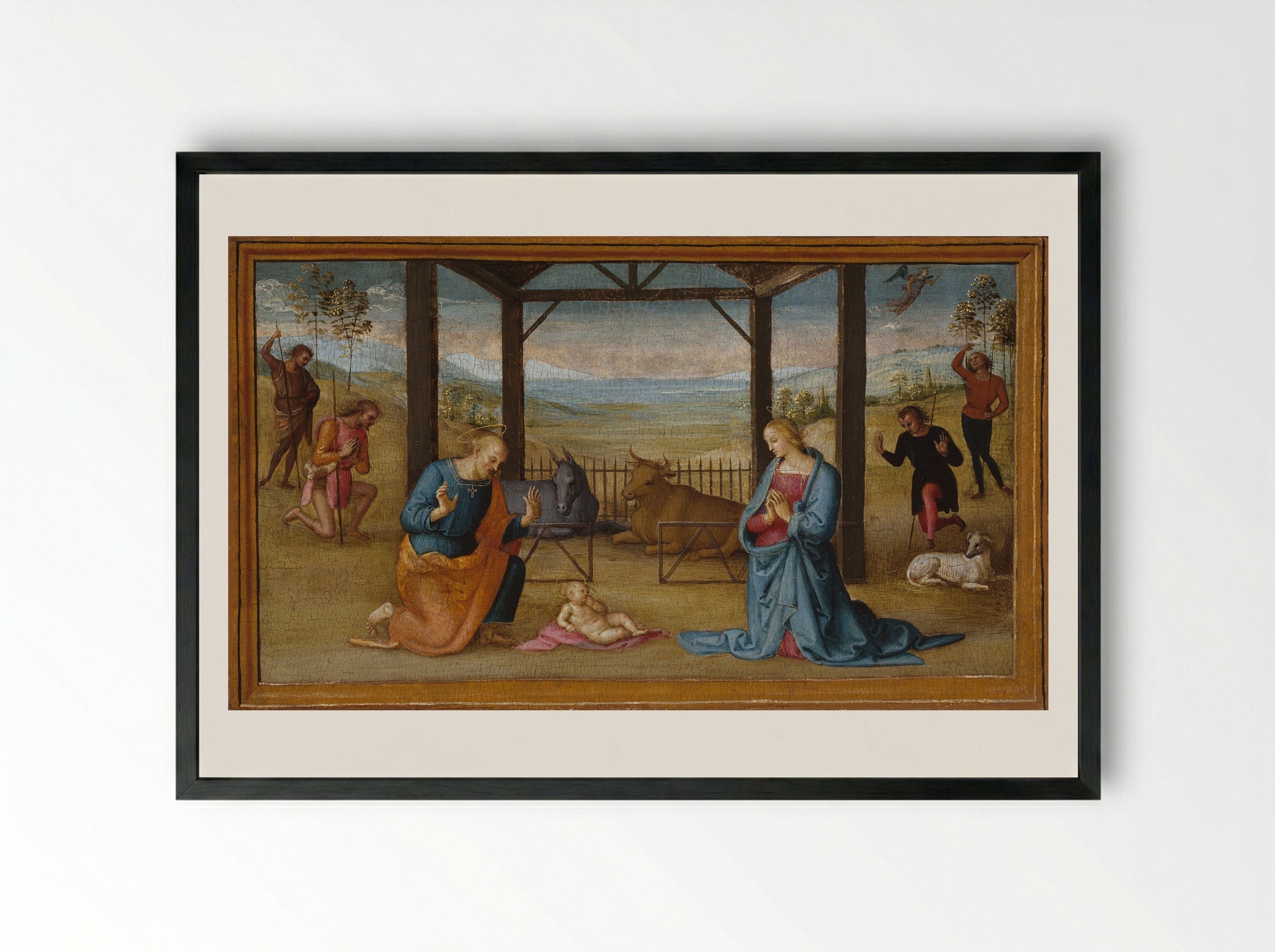 Nativity - Pietro Perugino - Framed Print Black