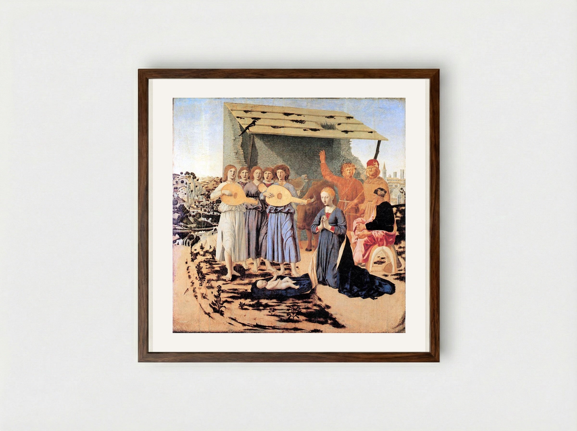 Nativity - Piero della Francesca - Framed Print Dark Wood
