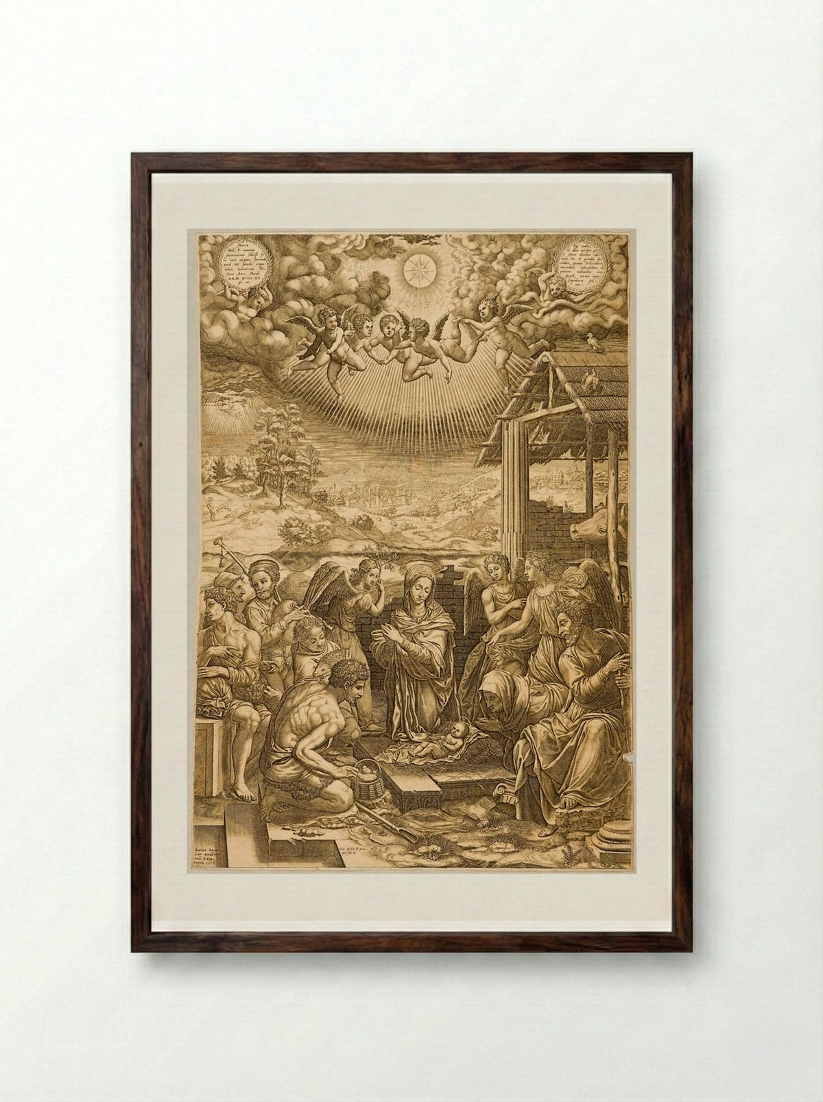 Nativity - Giorgio Ghisi - Framed Print Dark Wood