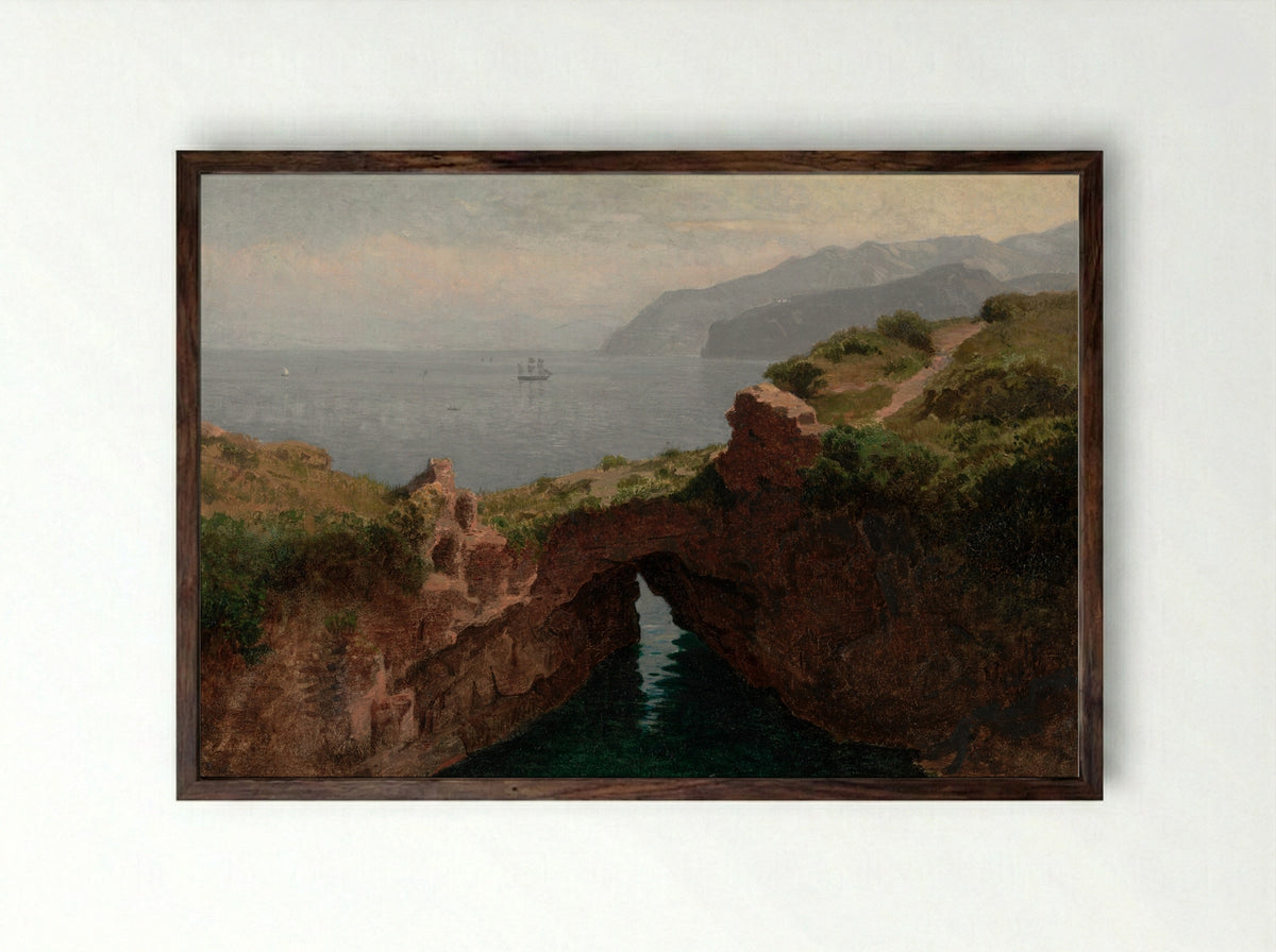 Natural Bridge, Sorrento - William Stanley Haseltine - Framed Print Dark Wood