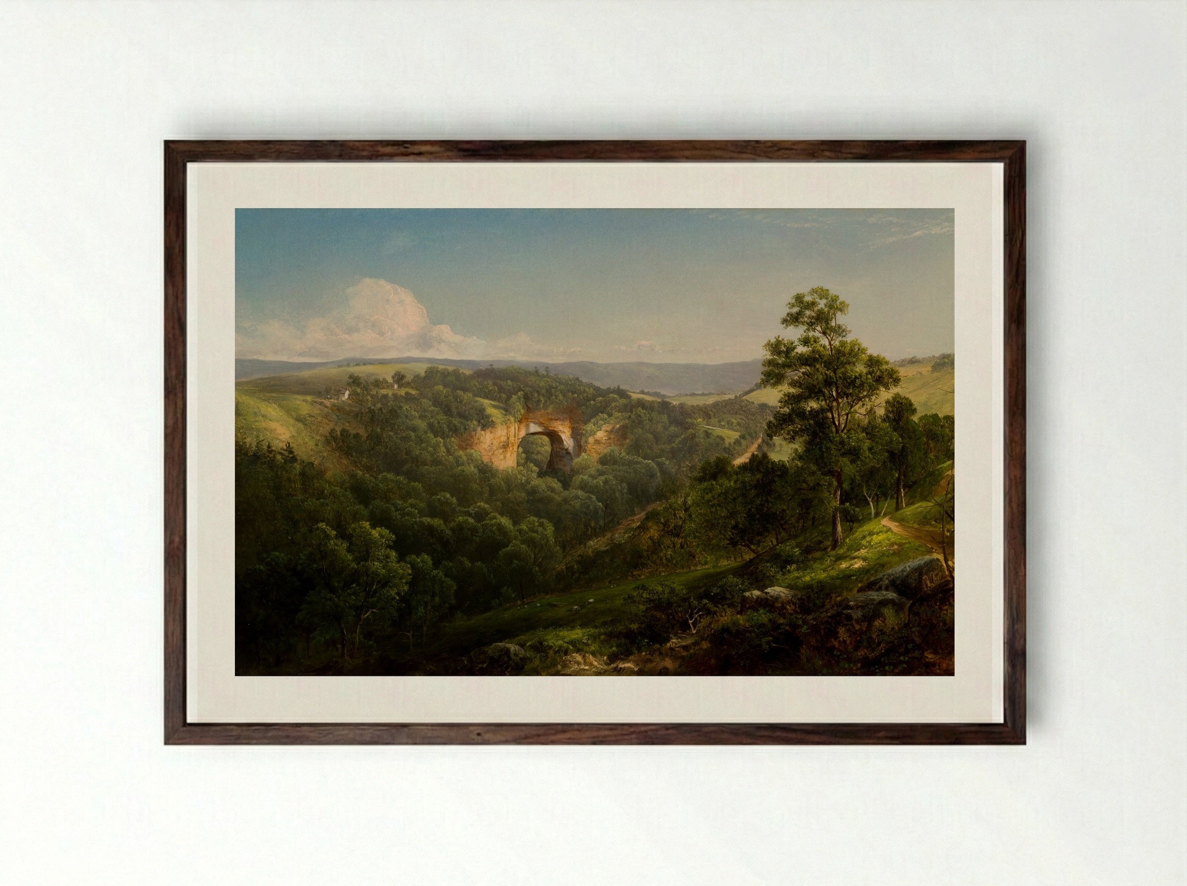 Natural Bridge, Virginia - David Johnson - Framed Print Dark Wood
