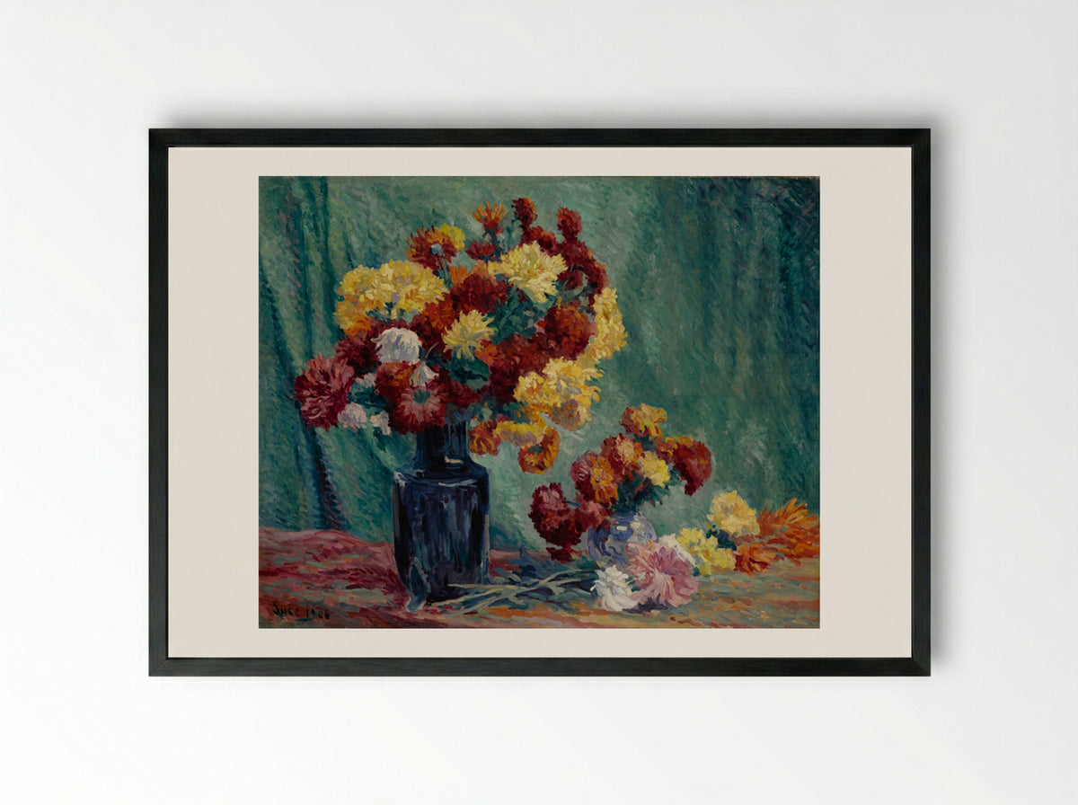 Nature Morte Aux Fleurs - Maximilien Luce - Framed Print Black