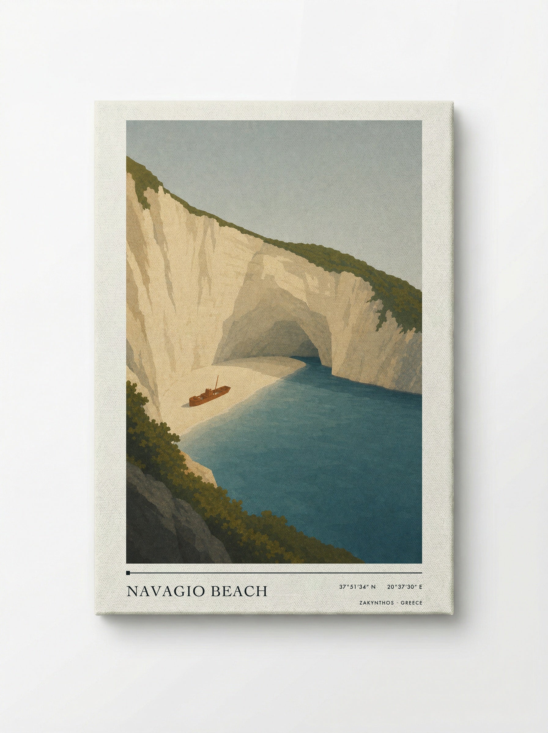 Navagio Beach Travel Poster Artwork - Canvas