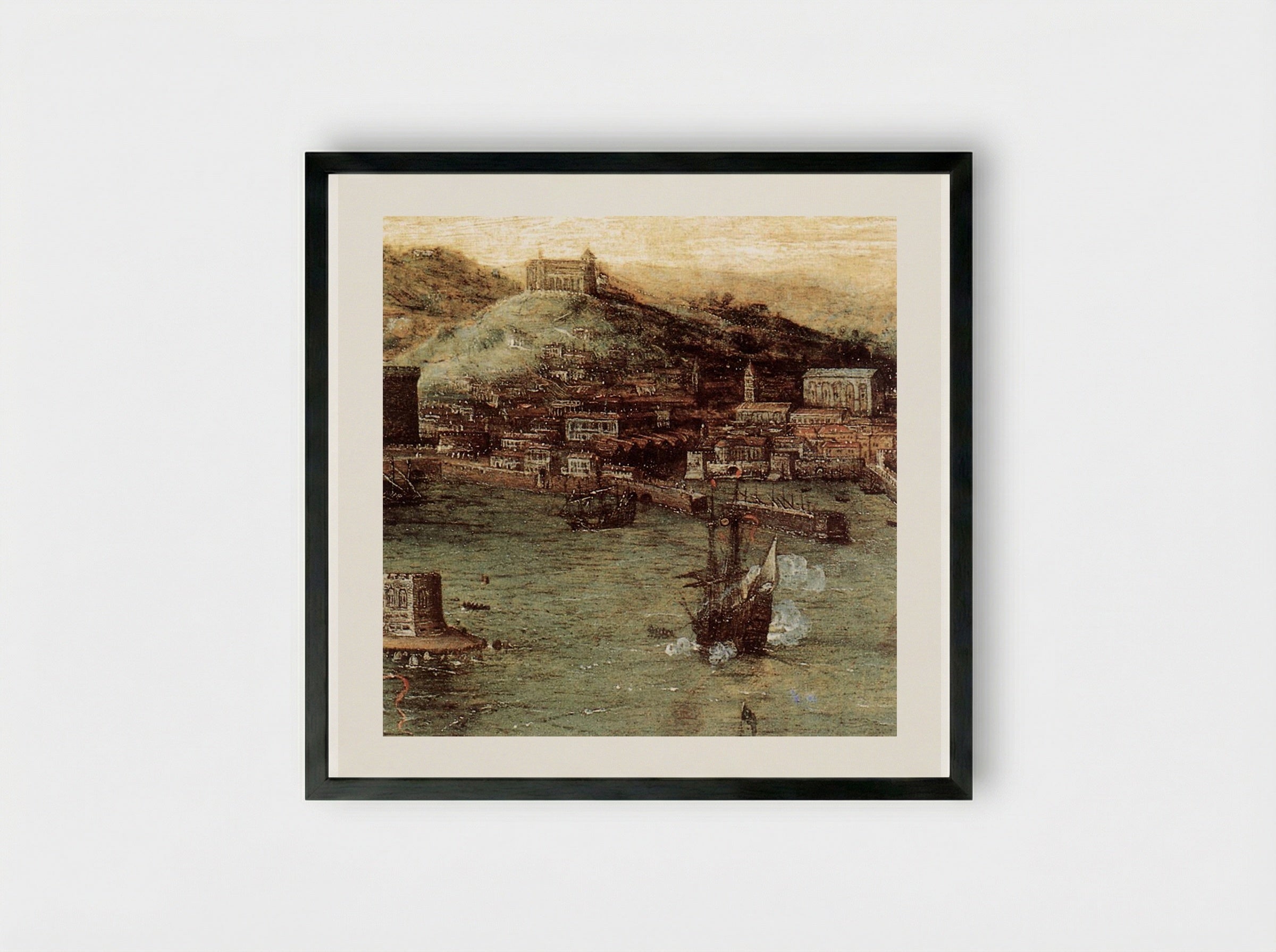 Naval Battle in the Gulf of Naples - Pieter Bruegel the Elder - Framed Print Black