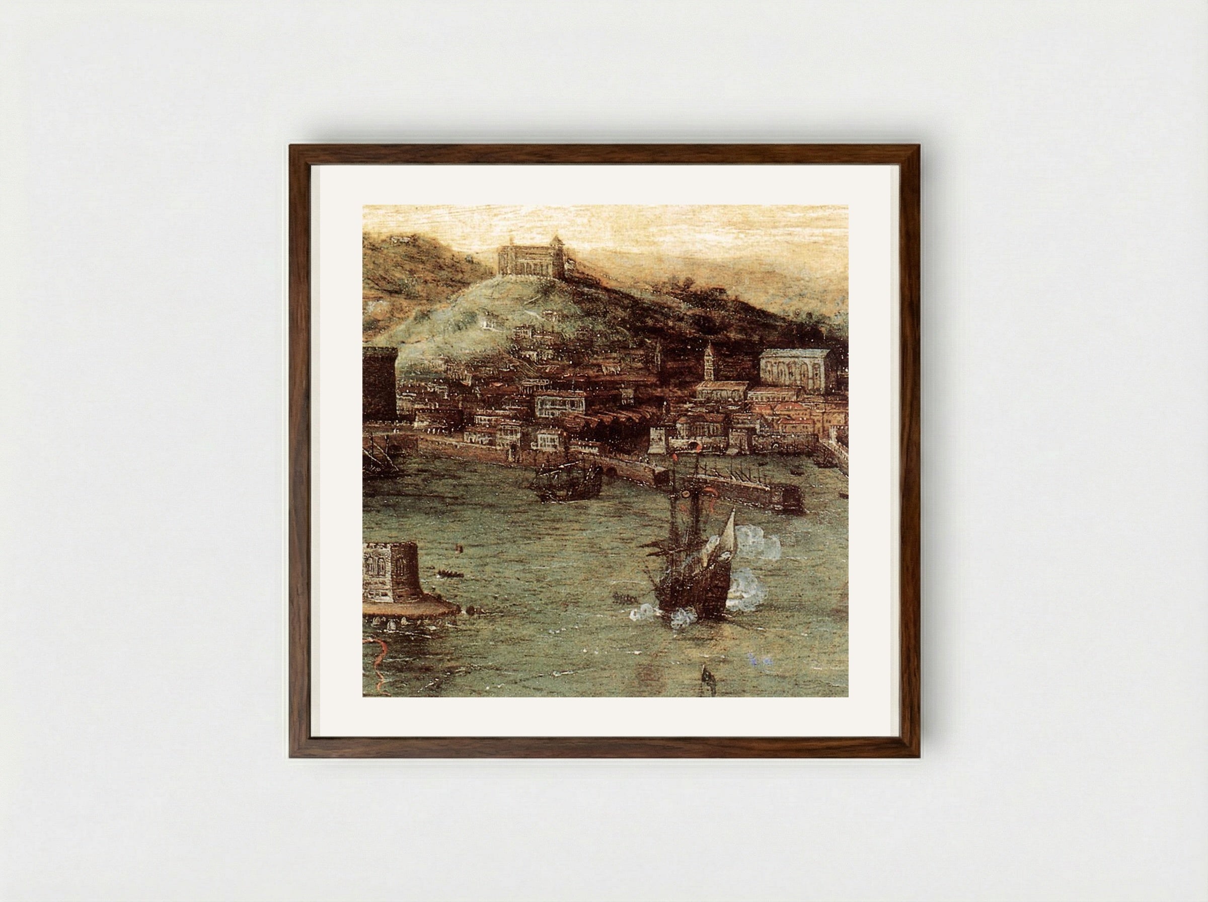 Naval Battle in the Gulf of Naples - Pieter Bruegel the Elder - Framed Print Dark Wood