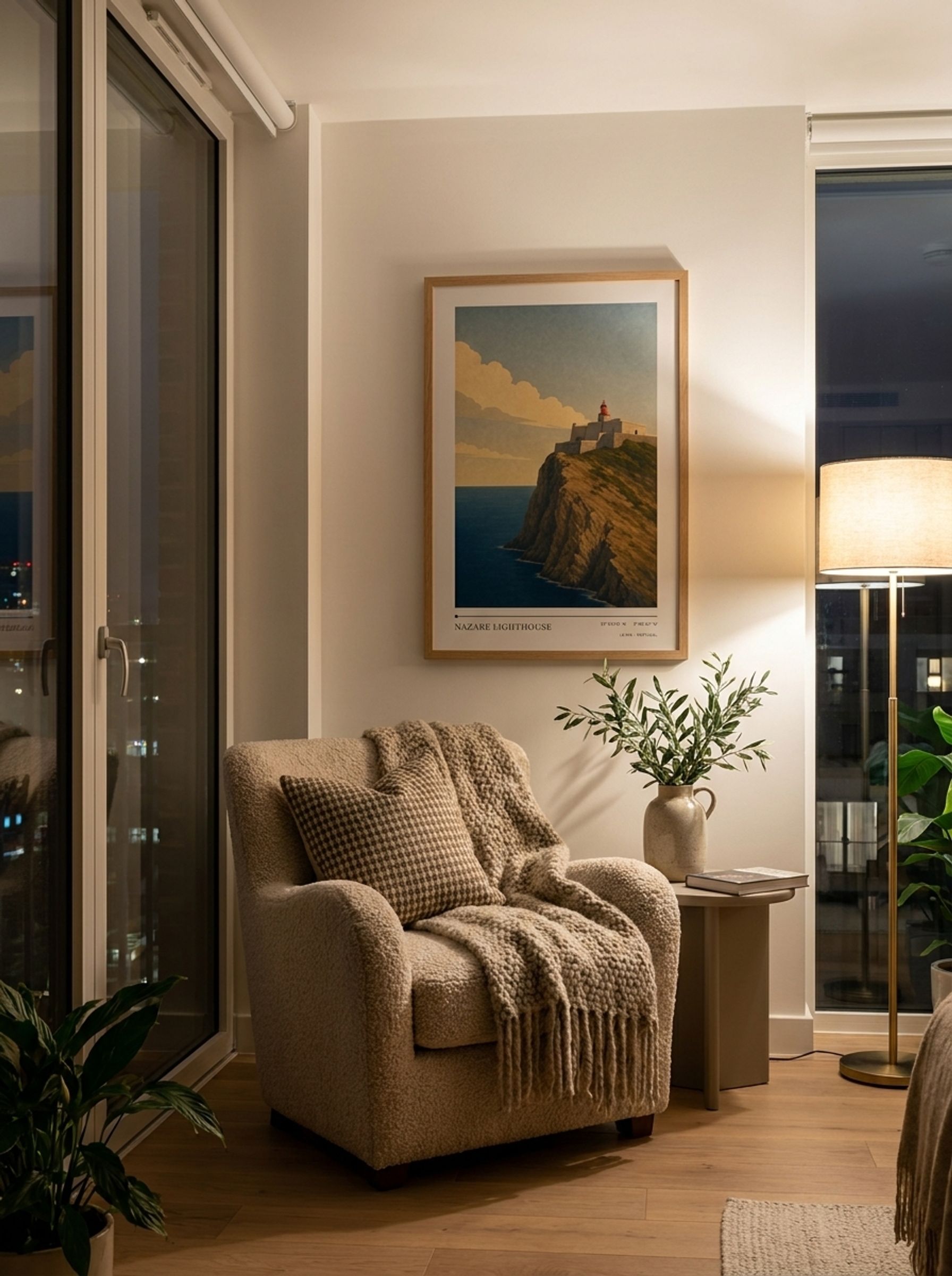 Nazare Lighthouse Travel Poster Artwork - Lifestyle