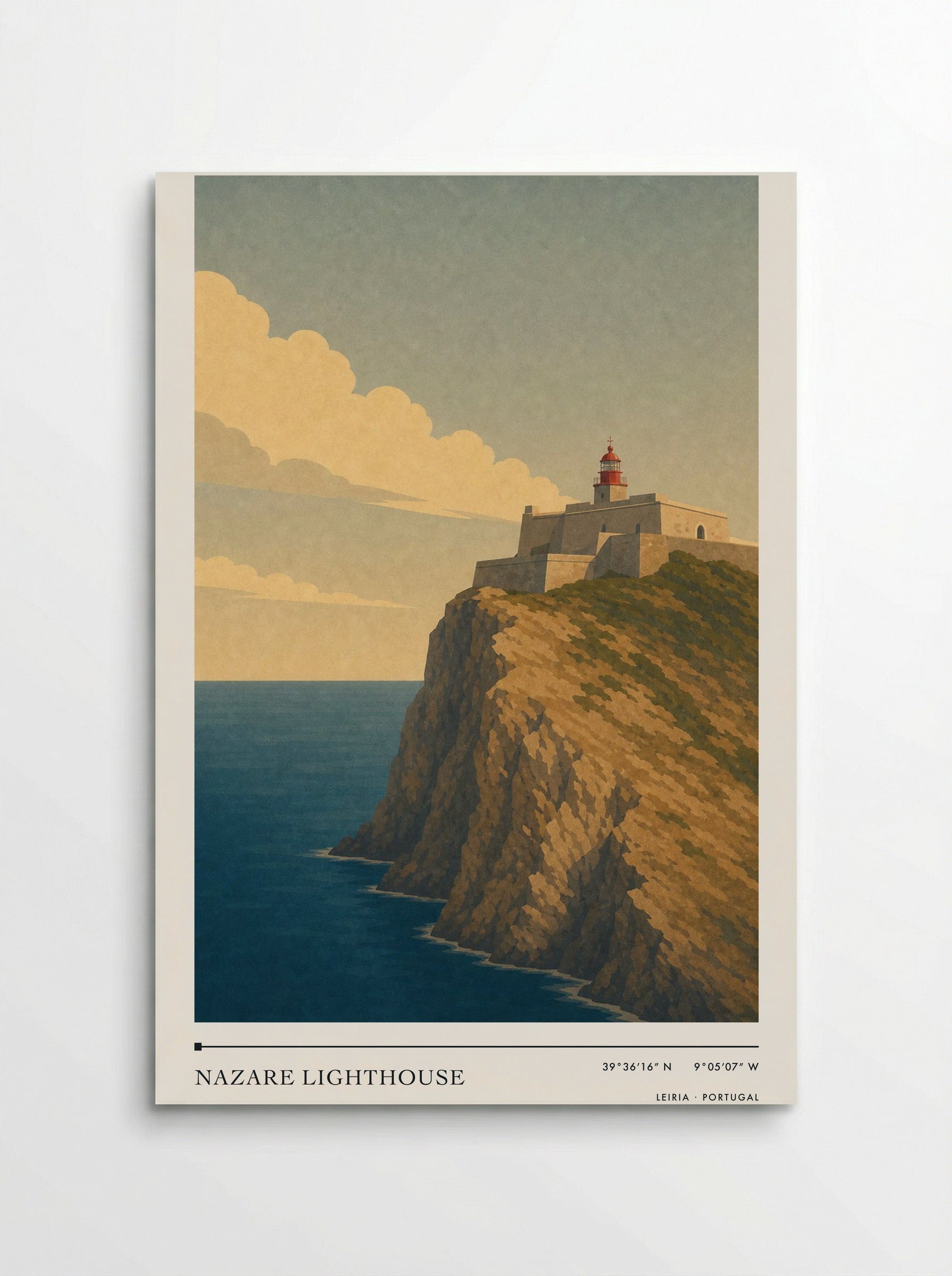 Nazare Lighthouse Travel Poster Artwork - Poster