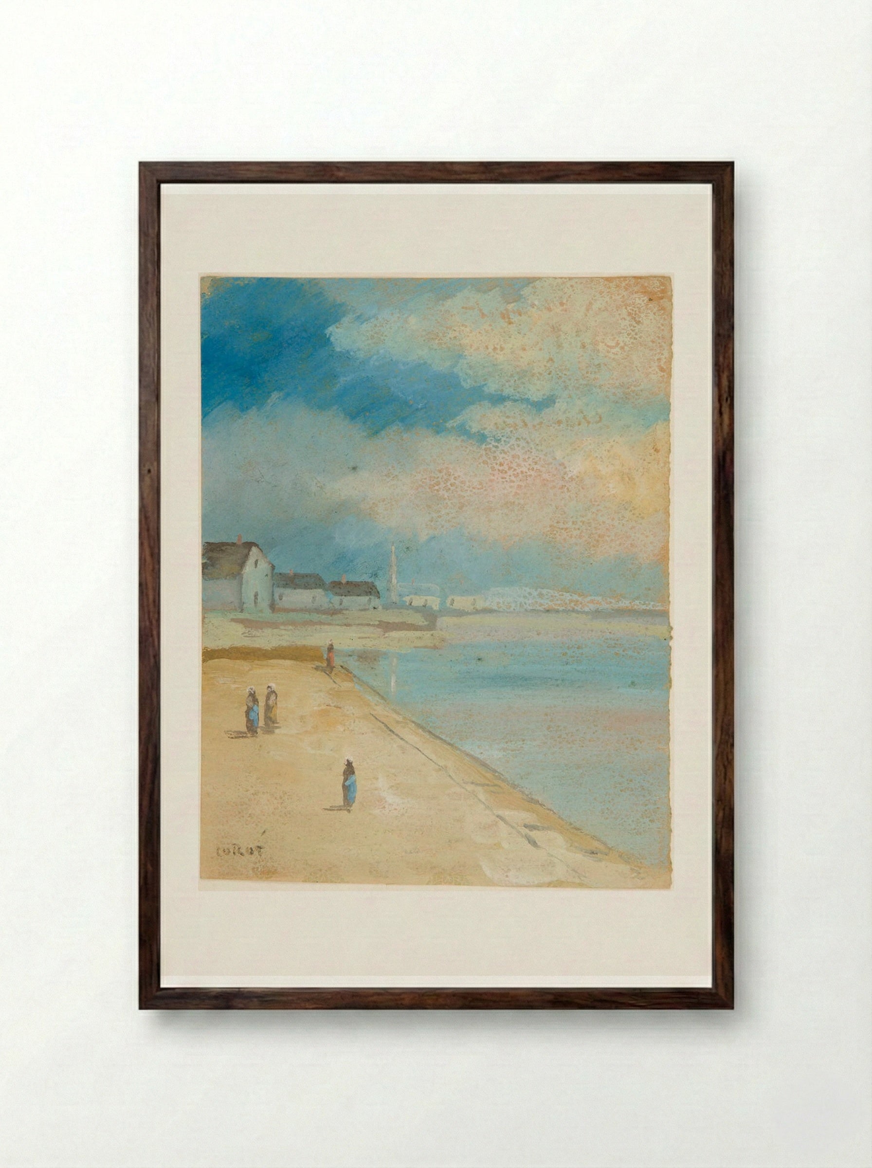 Near Auriet - Jean-Baptiste-Camille Corot - Framed Print Dark Wood