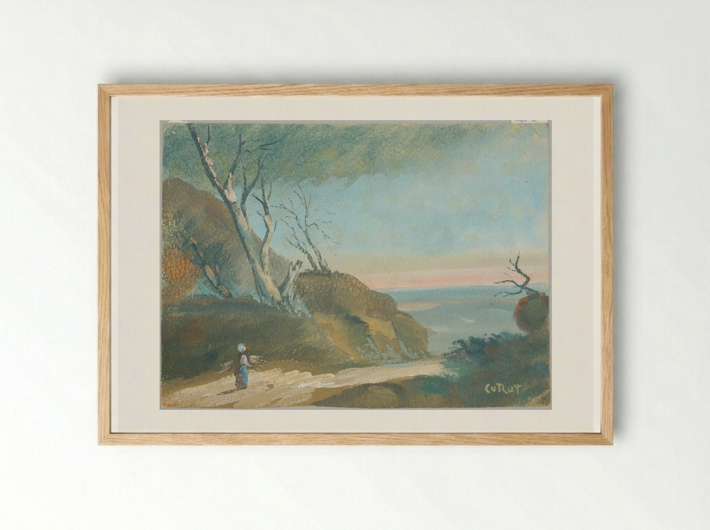 Near Blandy - Jean-Baptiste-Camille Corot - Framed Print Wood