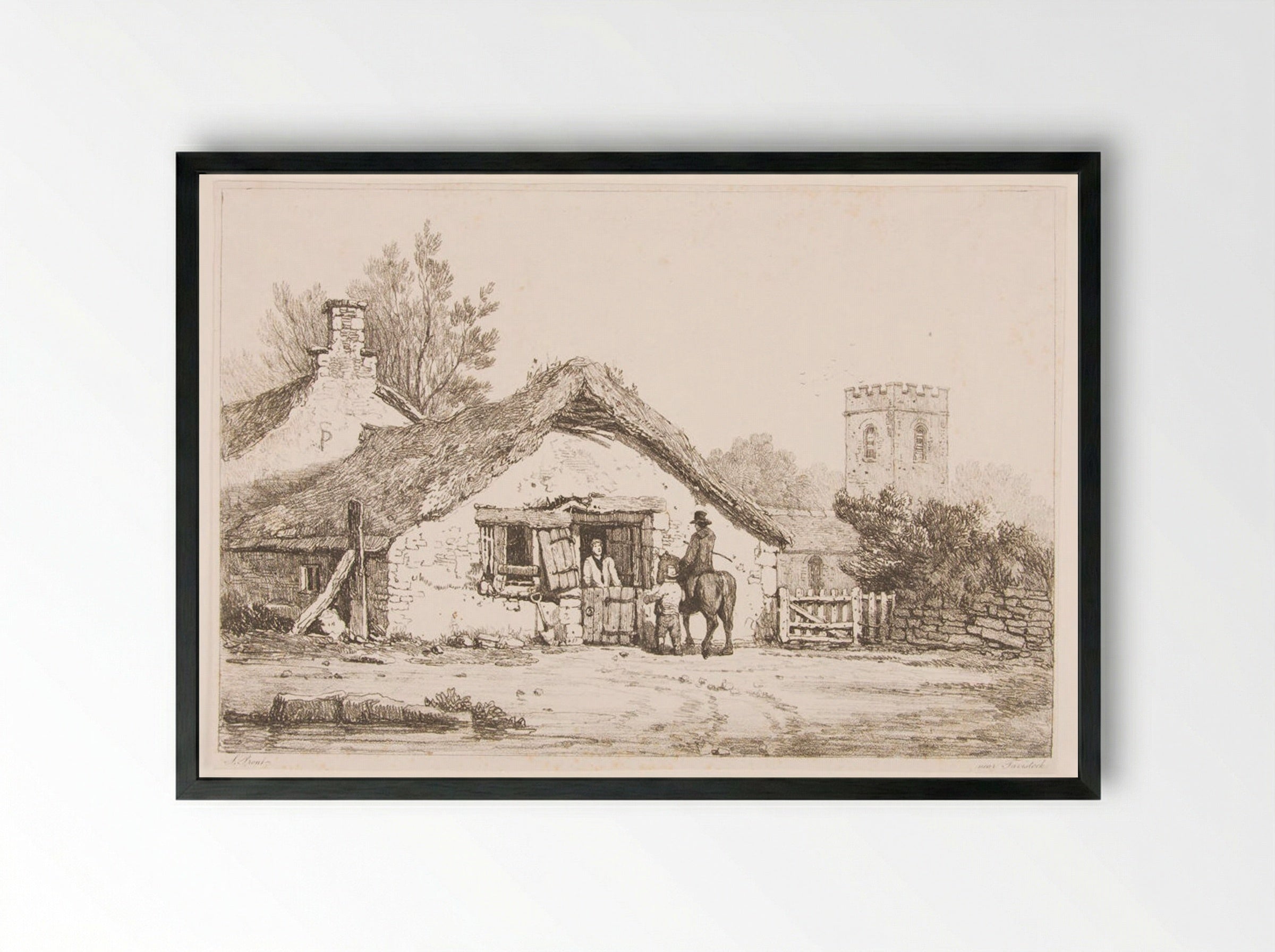 Near Tavistock - Samuel Prout - Framed Print Black