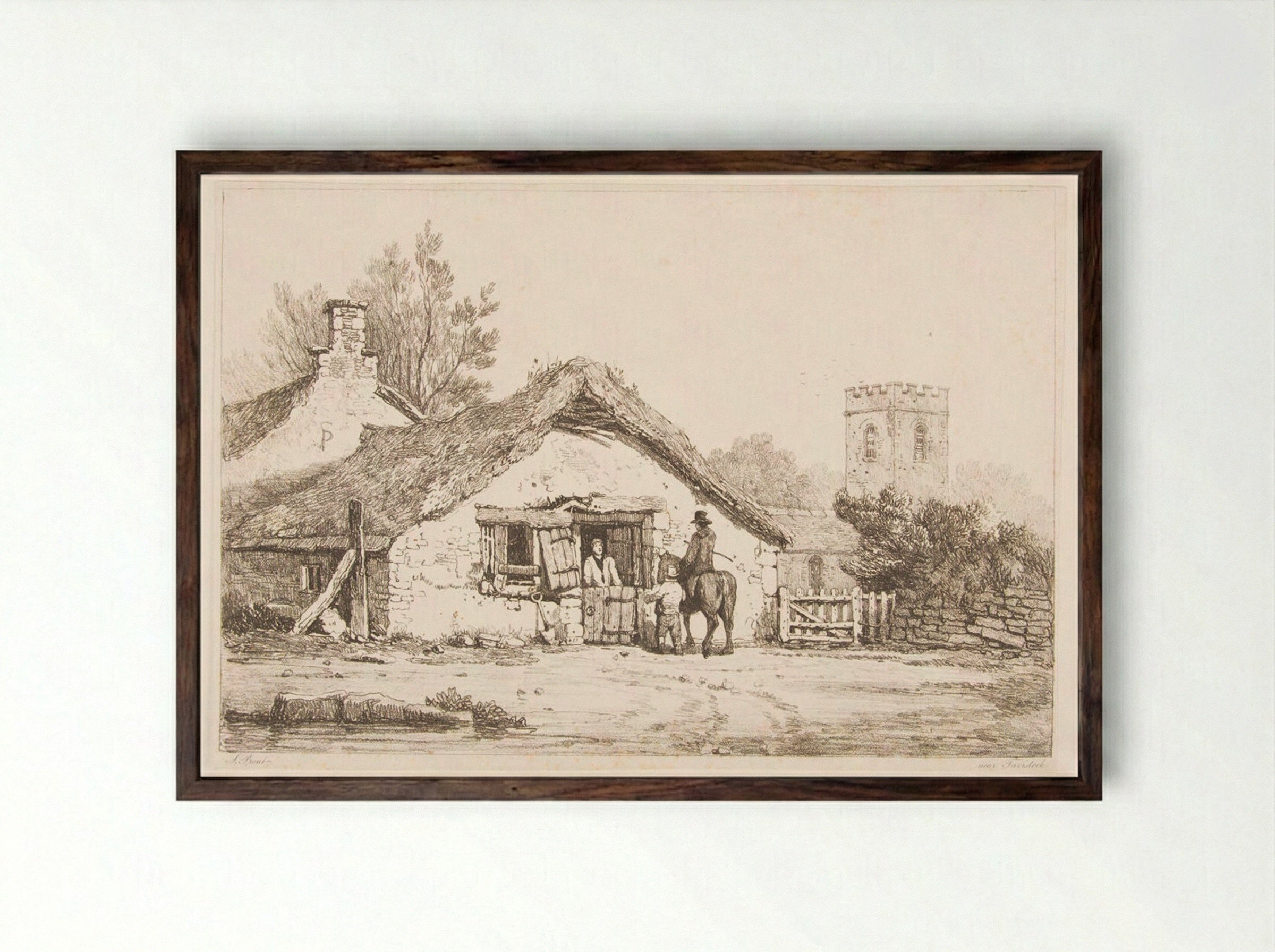 Near Tavistock - Samuel Prout - Framed Print Dark Wood