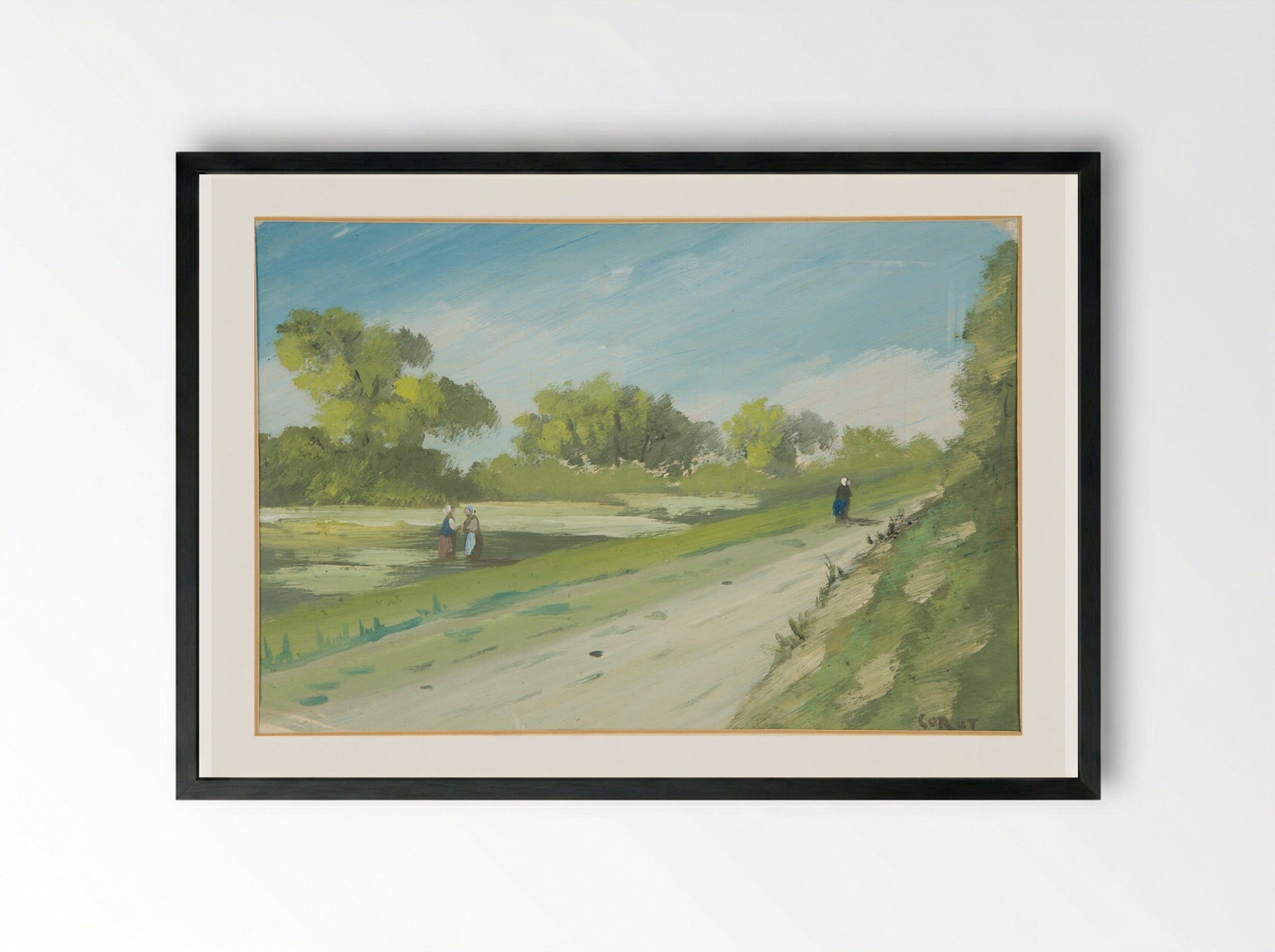 Near Vernon - Jean-Baptiste-Camille Corot - Framed Print Black