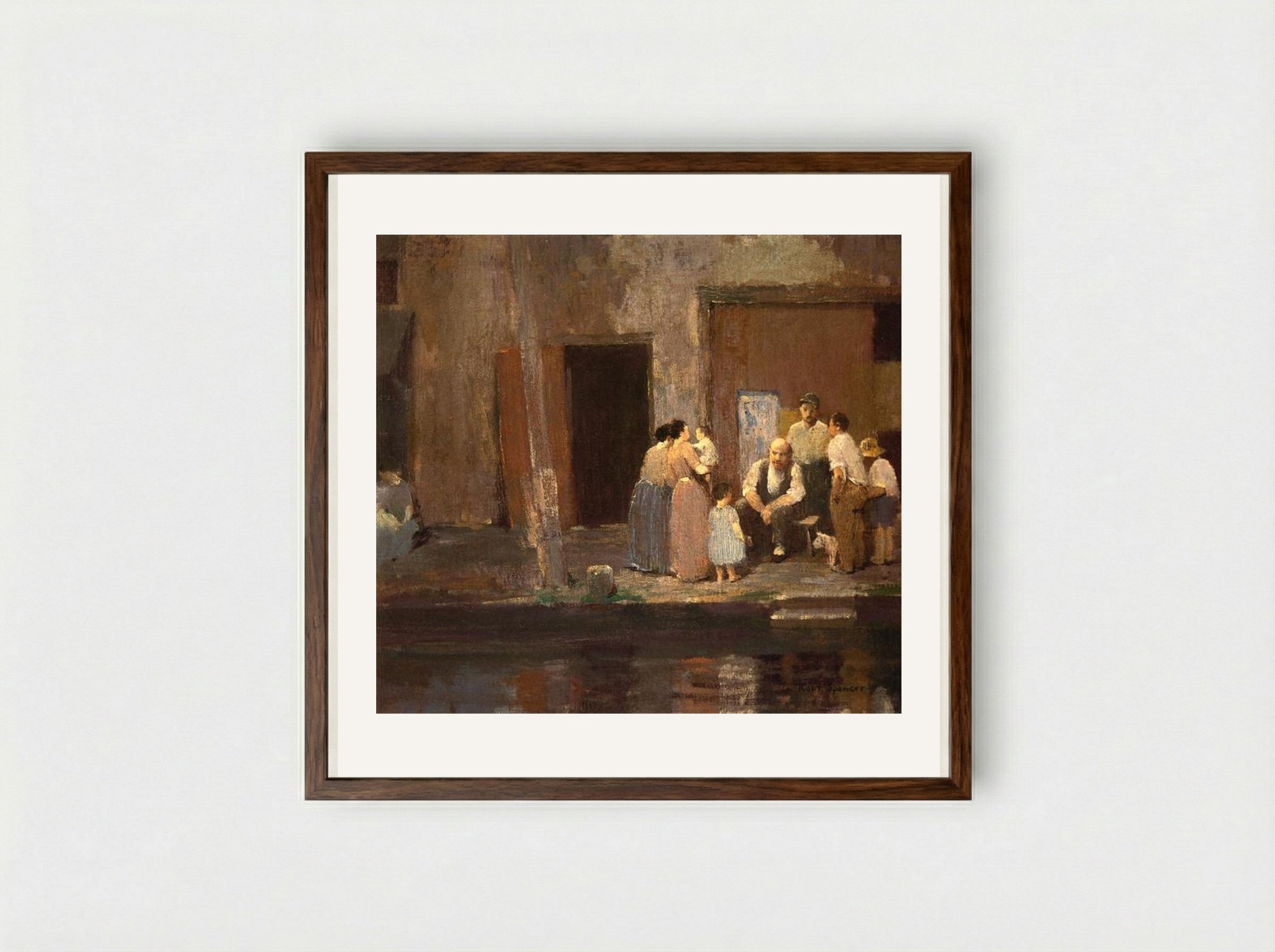 Near the Blacksmith's Shop - Robert Spencer - Framed Print Dark Wood
