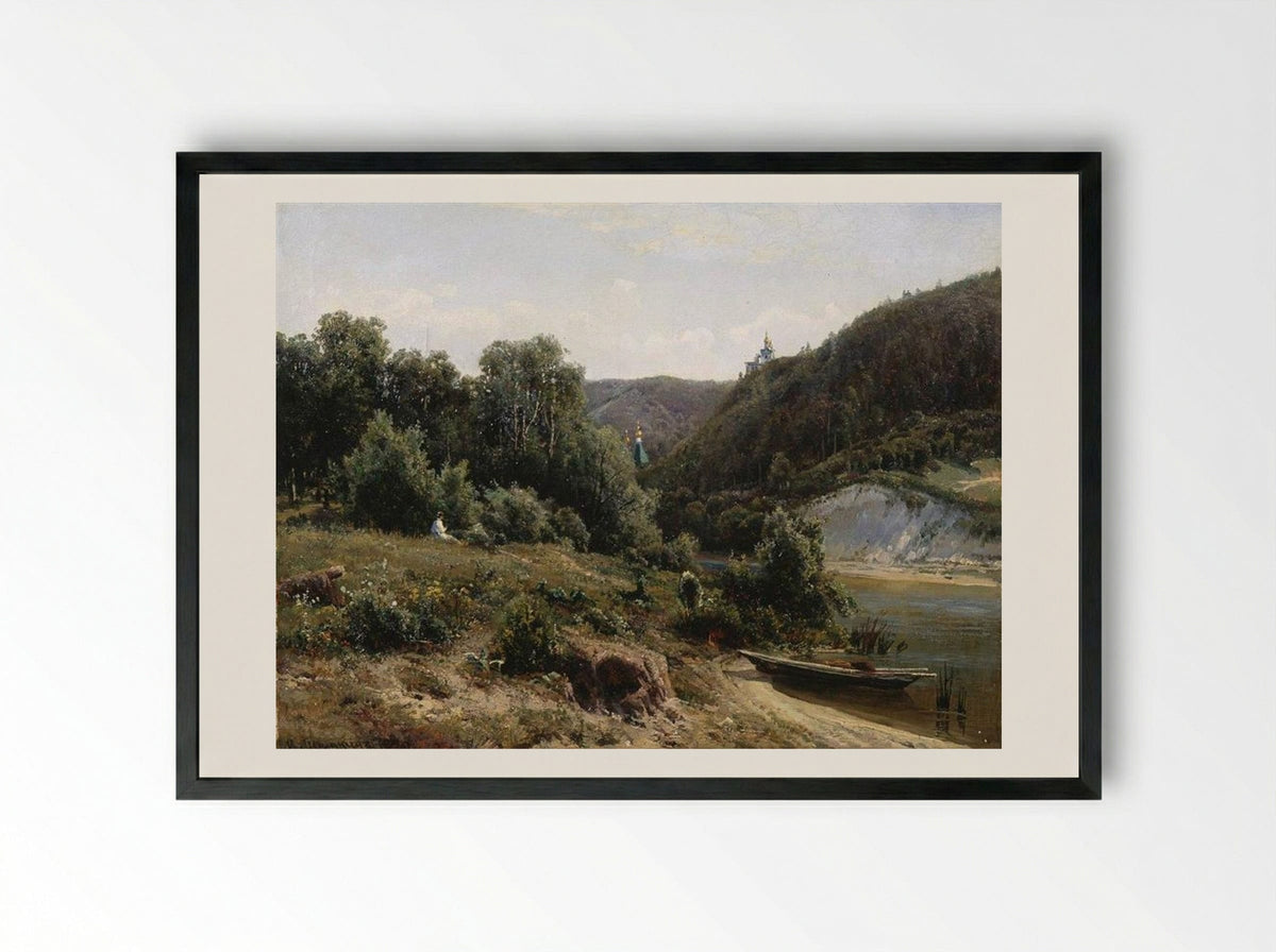 Near the Monastery - Ivan Shishkin - Framed Print Black