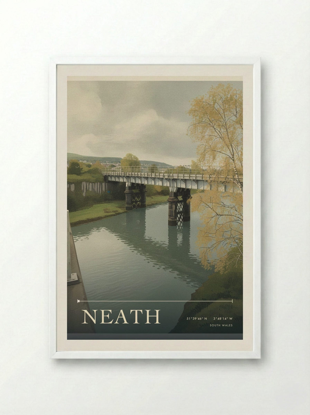 Neath South Wales Wales Travel Poster - Framed Print White