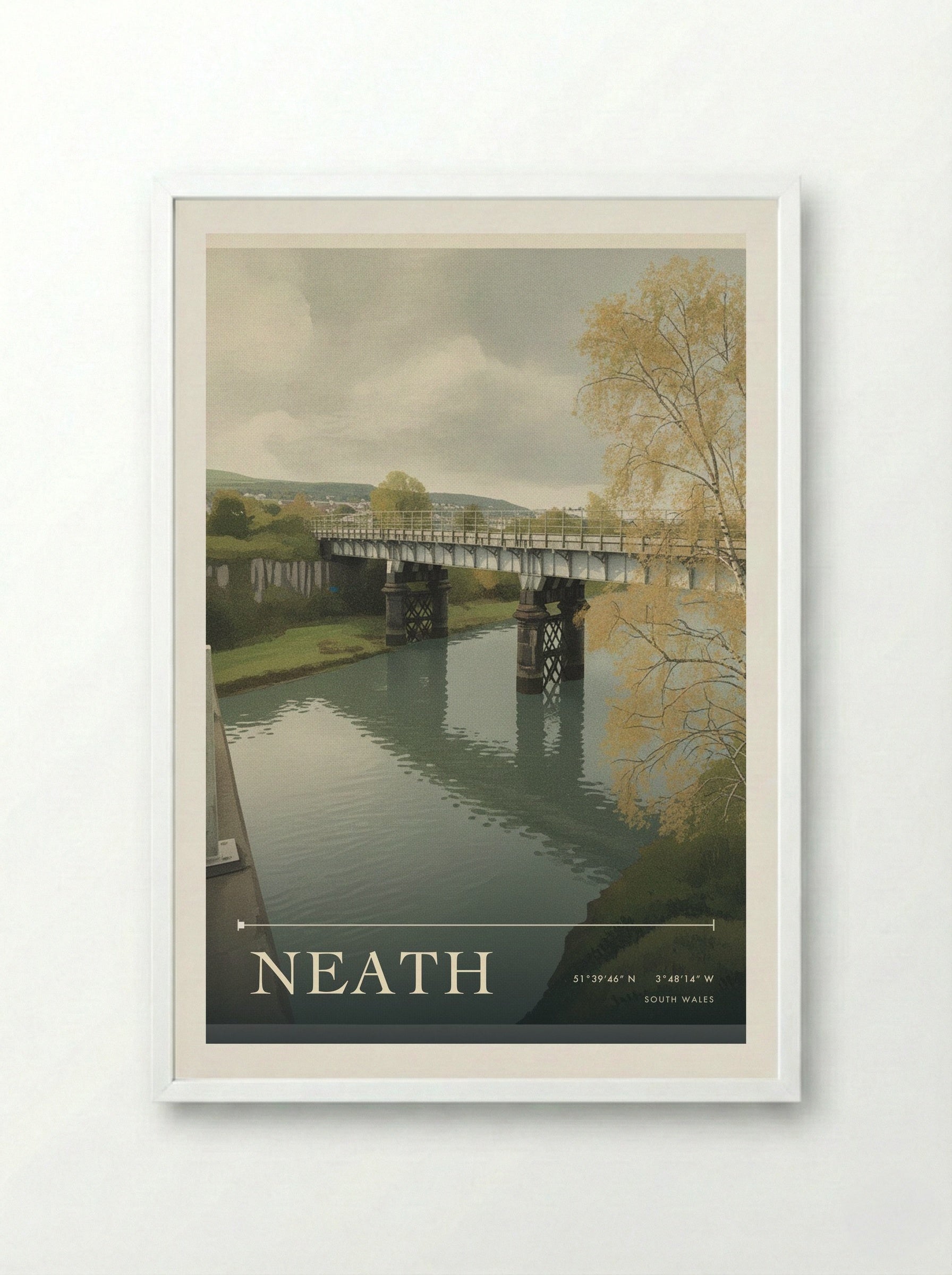 Neath South Wales Wales Travel Poster - Framed Print White