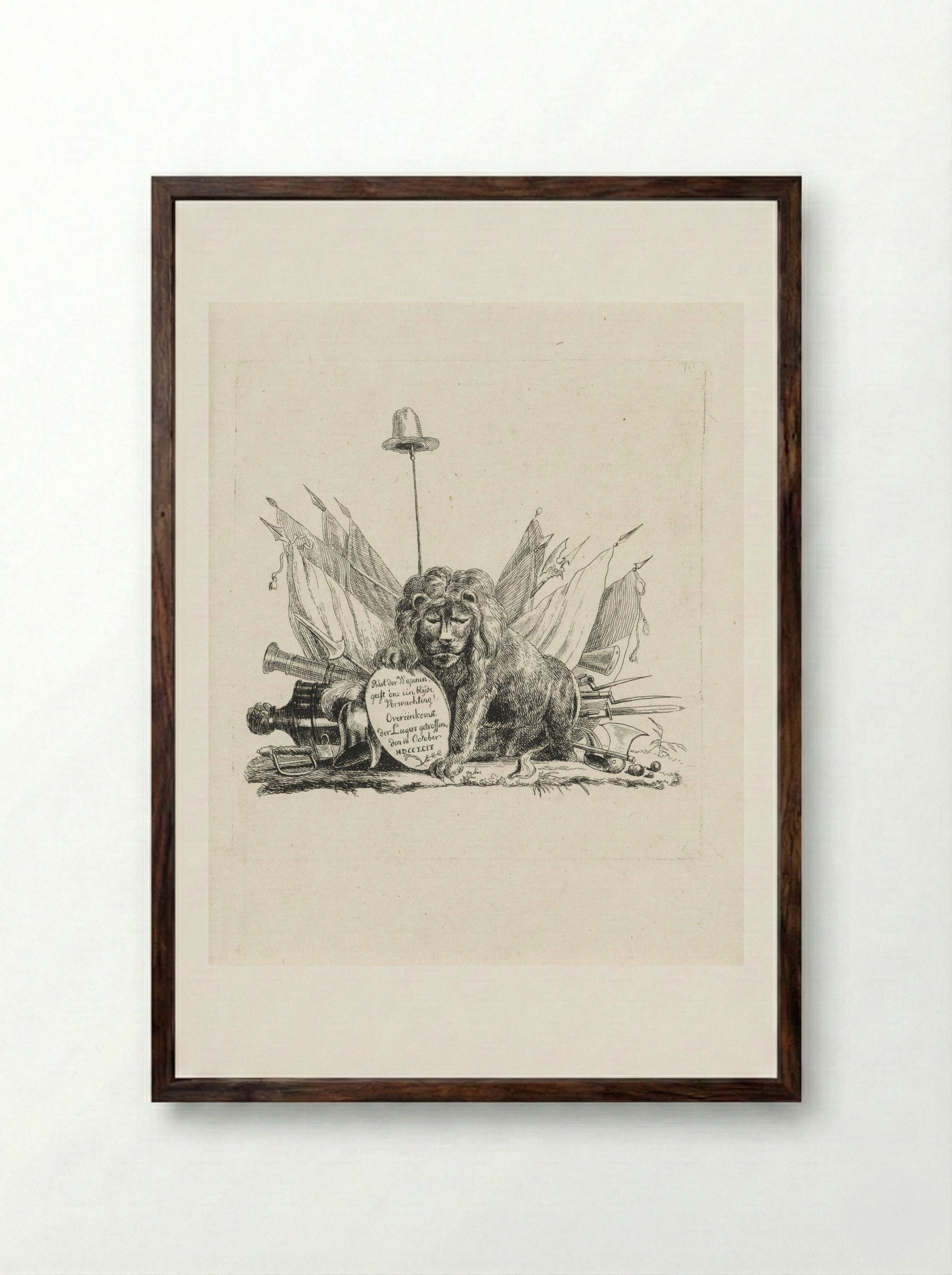 Nederlandse Leeuw voor wapentrofee - Pieter Gerardus van Os - Framed Print Dark Wood