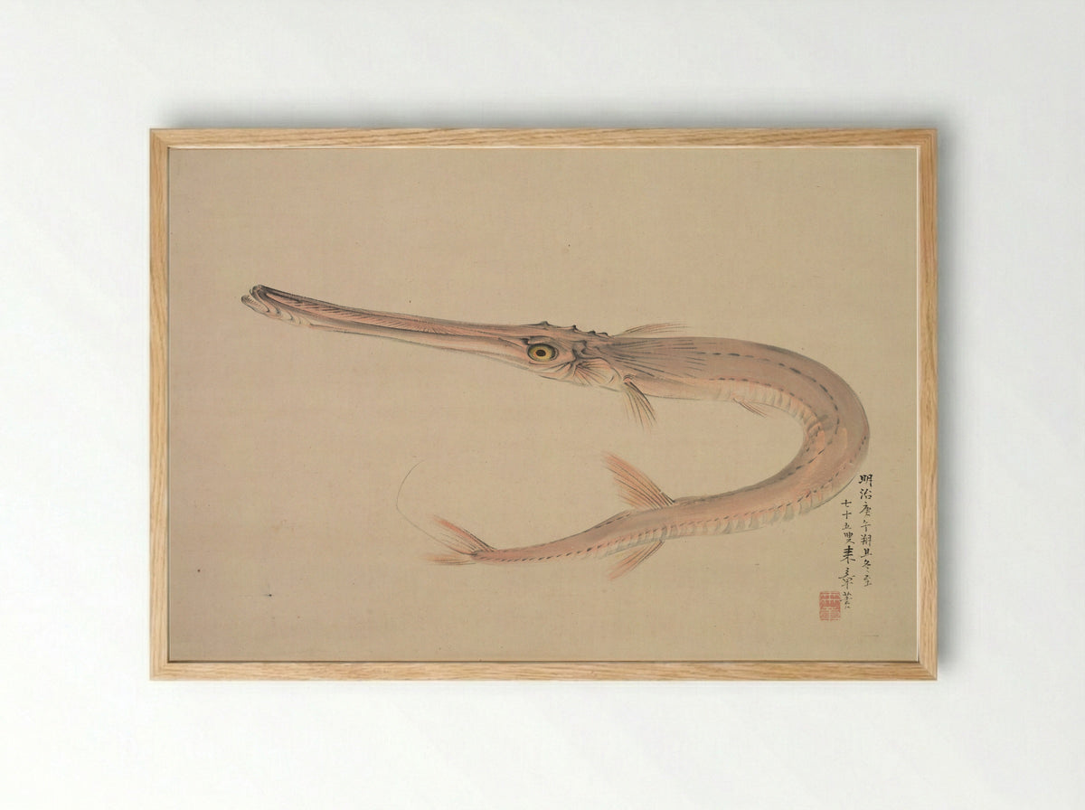 Needlefish (Yagara) - Nakajima Raishō - Framed Print Wood
